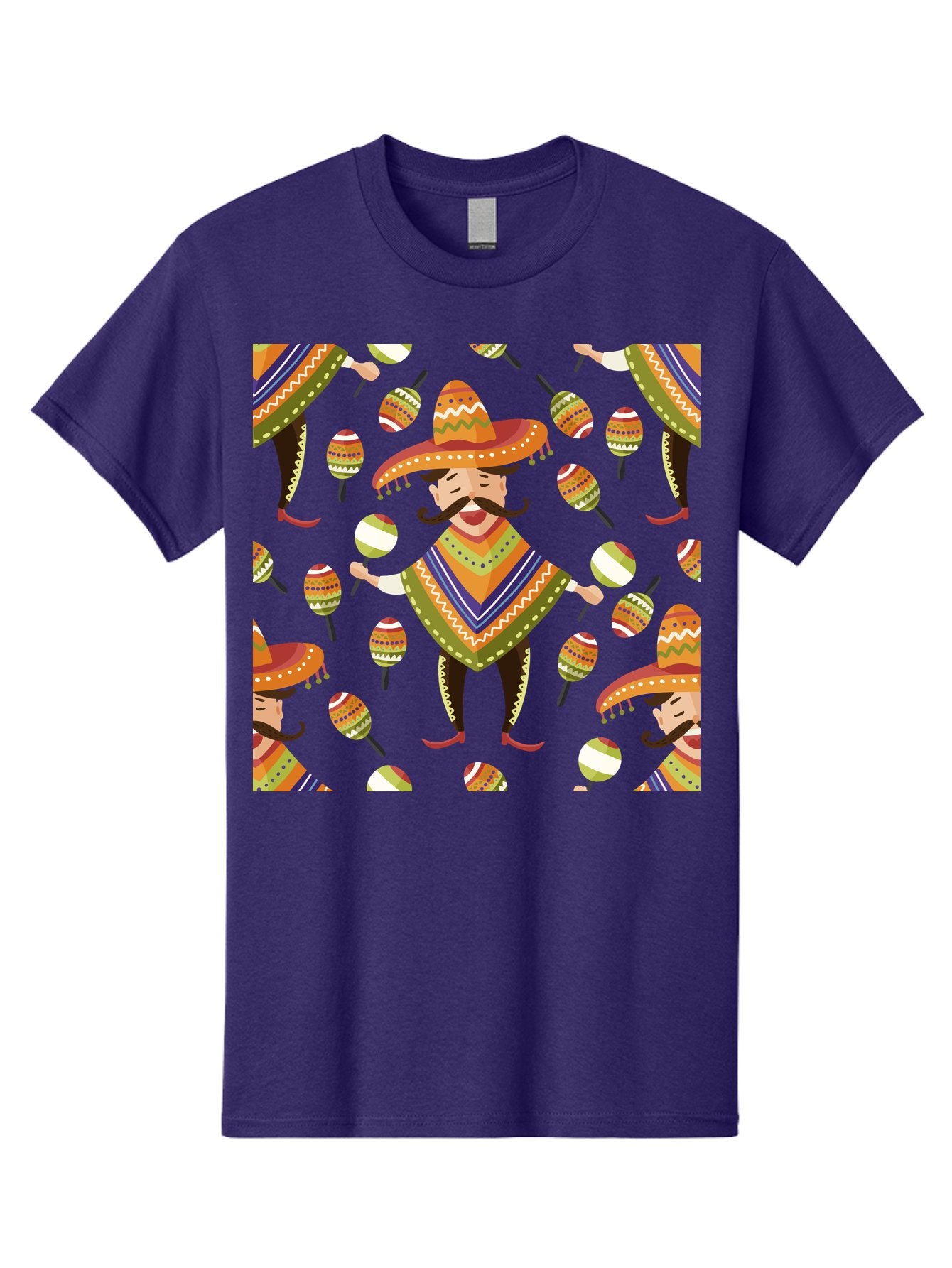 Mariachi-Pattern Men'S Graphic Tee, 100% Cotton, Comfortable Casual Summer Wear, Machine Washable, Mexican Mariachi, Colorful Sombrero, Traditional Clothing, Maracas, Festive Atmosphere, Lively Music, Vibrant Colors, Cultural Heritage, -  Aaa278 29