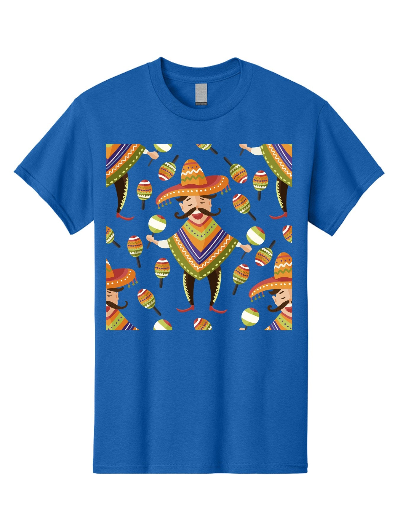 Mariachi-Pattern Men'S Graphic Tee, 100% Cotton, Comfortable Casual Summer Wear, Machine Washable, Mexican Mariachi, Colorful Sombrero, Traditional Clothing, Maracas, Festive Atmosphere, Lively Music, Vibrant Colors, Cultural Heritage, -  Aaa278 21