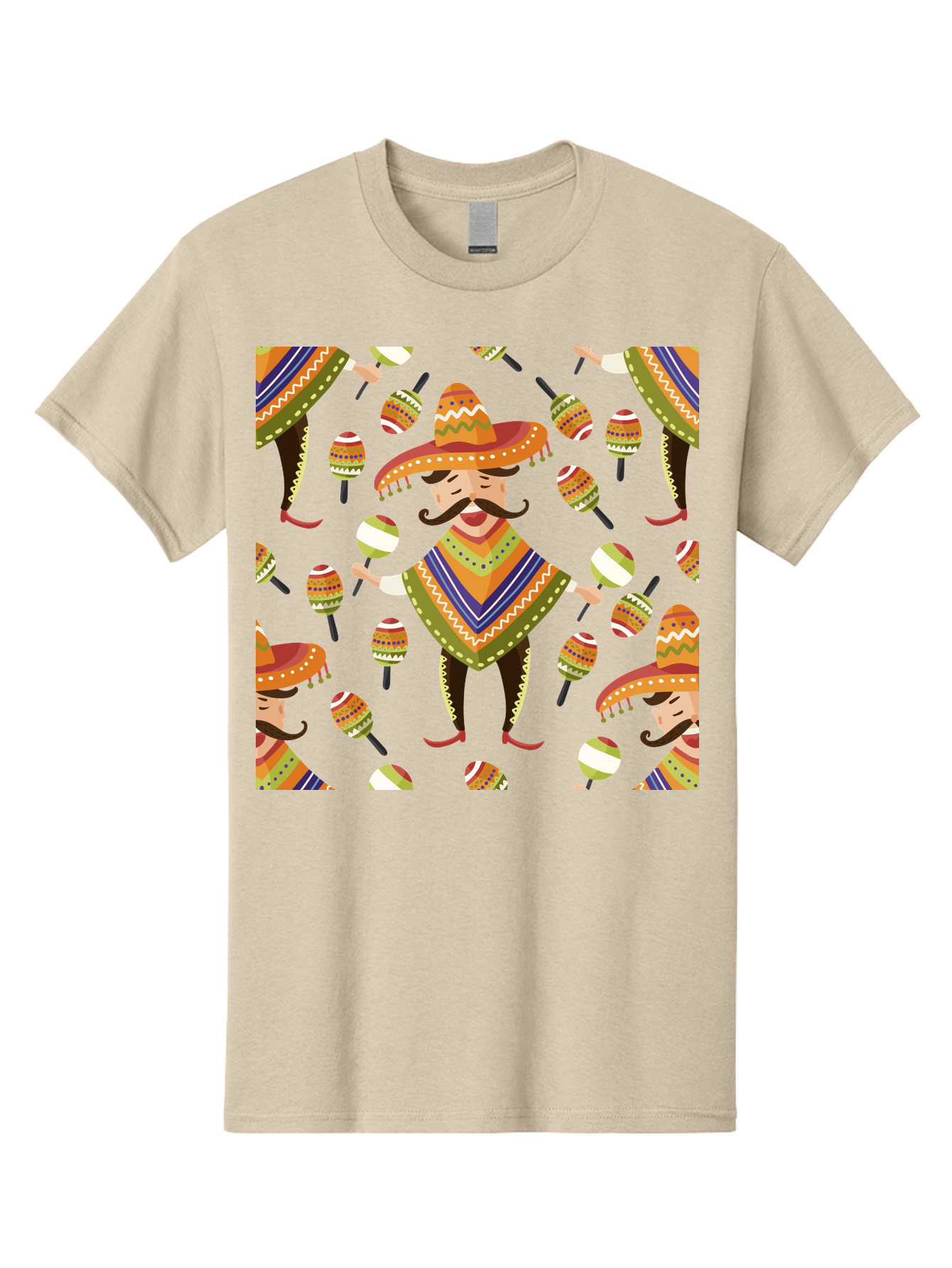 Mariachi-Pattern Men'S Graphic Tee, 100% Cotton, Comfortable Casual Summer Wear, Machine Washable, Mexican Mariachi, Colorful Sombrero, Traditional Clothing, Maracas, Festive Atmosphere, Lively Music, Vibrant Colors, Cultural Heritage, -  Aaa278 15