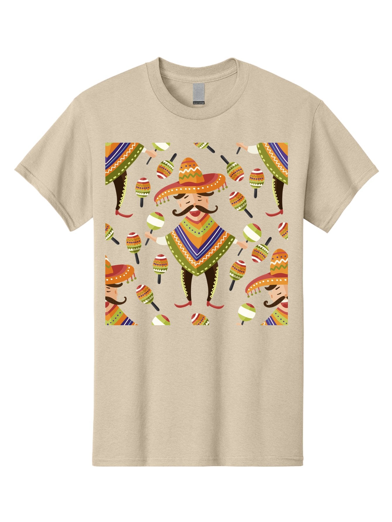 Mariachi-Pattern Men'S Graphic Tee, 100% Cotton, Comfortable Casual Summer Wear, Machine Washable, Mexican Mariachi, Colorful Sombrero, Traditional Clothing, Maracas, Festive Atmosphere, Lively Music, Vibrant Colors, Cultural Heritage, -  Aaa278 7