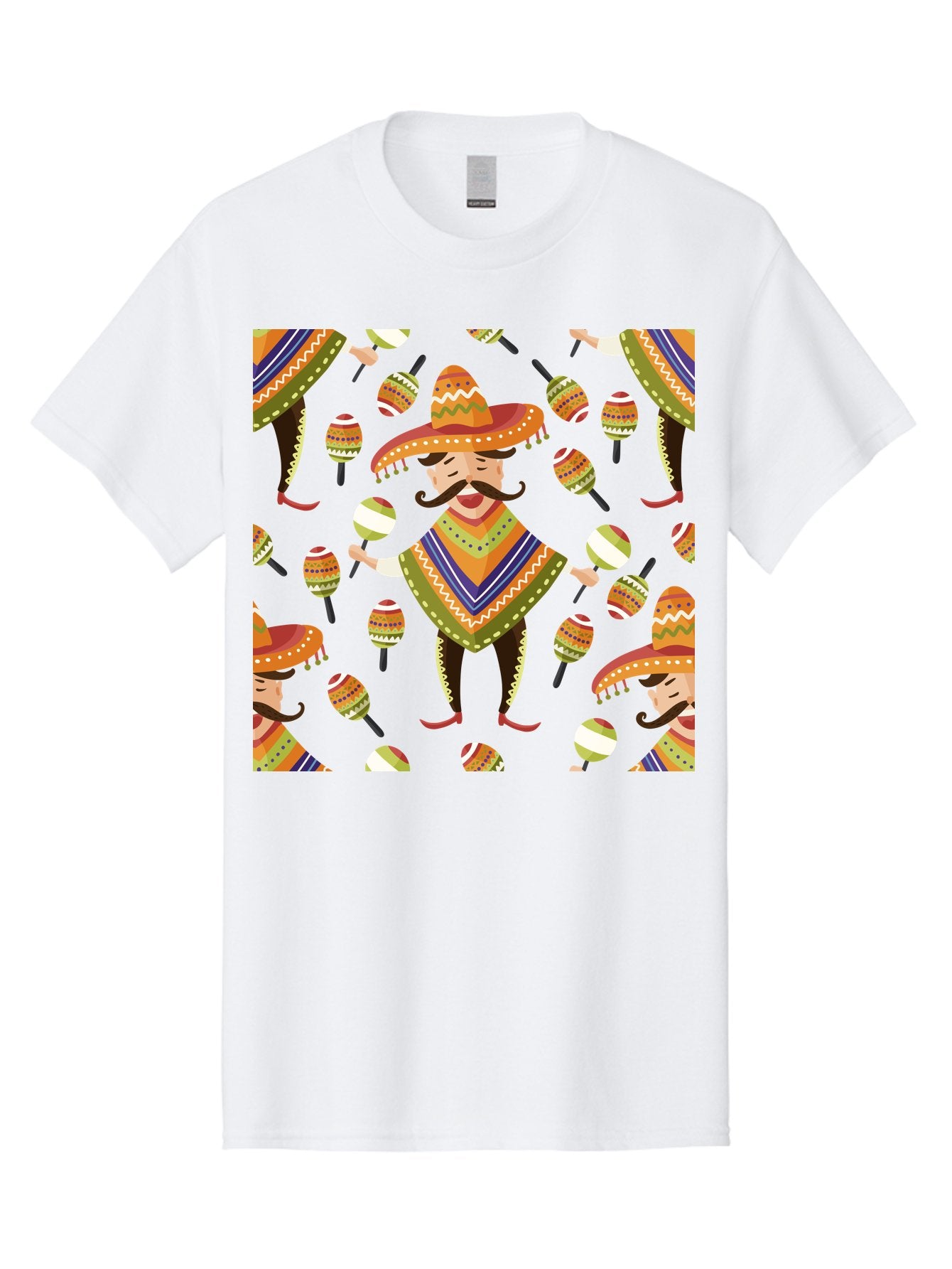 Mariachi-Pattern Men'S Graphic Tee, 100% Cotton, Comfortable Casual Summer Wear, Machine Washable, Mexican Mariachi, Colorful Sombrero, Traditional Clothing, Maracas, Festive Atmosphere, Lively Music, Vibrant Colors, Cultural Heritage, -  Aaa278 5