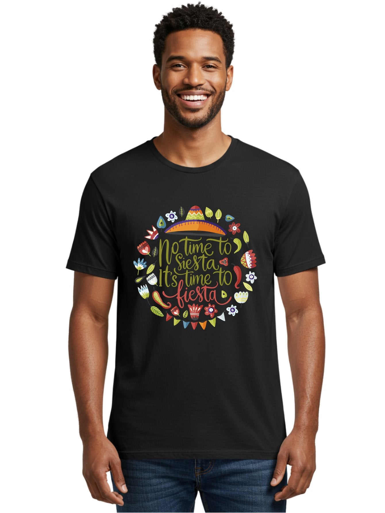 No-Time-To-Siesta Men'S Graphic Tee, 100% Cotton, Comfortable Casual Summer Wear, Machine Washable, Taco Graphic, Fiesta Decorations, Mexican Culture, Festive Atmosphere, Vibrant Colors, Party Time, Celebration, Chili Peppers, Sombrero, -  Aaa289 16