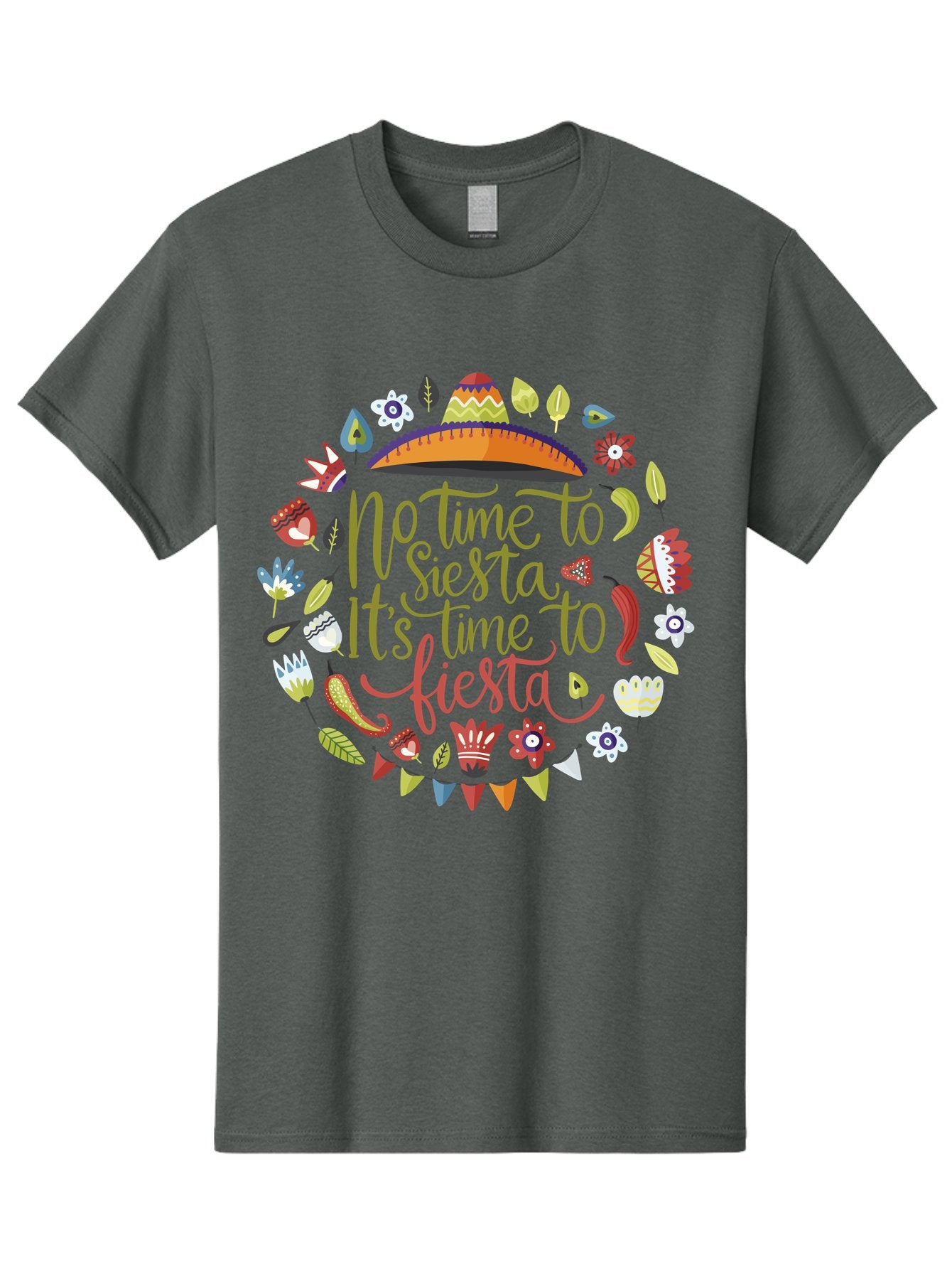 No-Time-To-Siesta Men'S Graphic Tee, 100% Cotton, Comfortable Casual Summer Wear, Machine Washable, Taco Graphic, Fiesta Decorations, Mexican Culture, Festive Atmosphere, Vibrant Colors, Party Time, Celebration, Chili Peppers, Sombrero, -  Aaa289 25