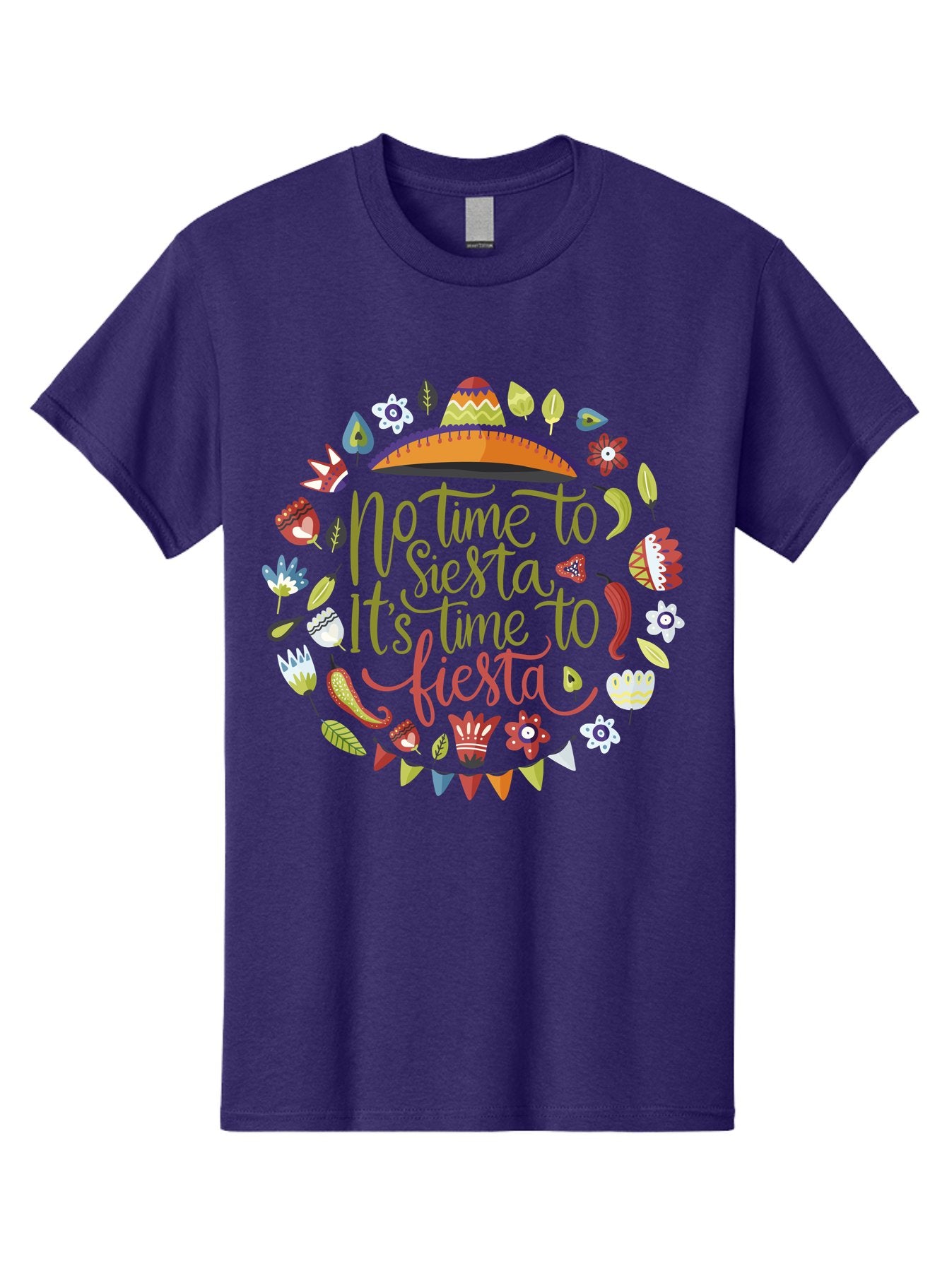 No-Time-To-Siesta Men'S Graphic Tee, 100% Cotton, Comfortable Casual Summer Wear, Machine Washable, Taco Graphic, Fiesta Decorations, Mexican Culture, Festive Atmosphere, Vibrant Colors, Party Time, Celebration, Chili Peppers, Sombrero, -  Aaa289 3