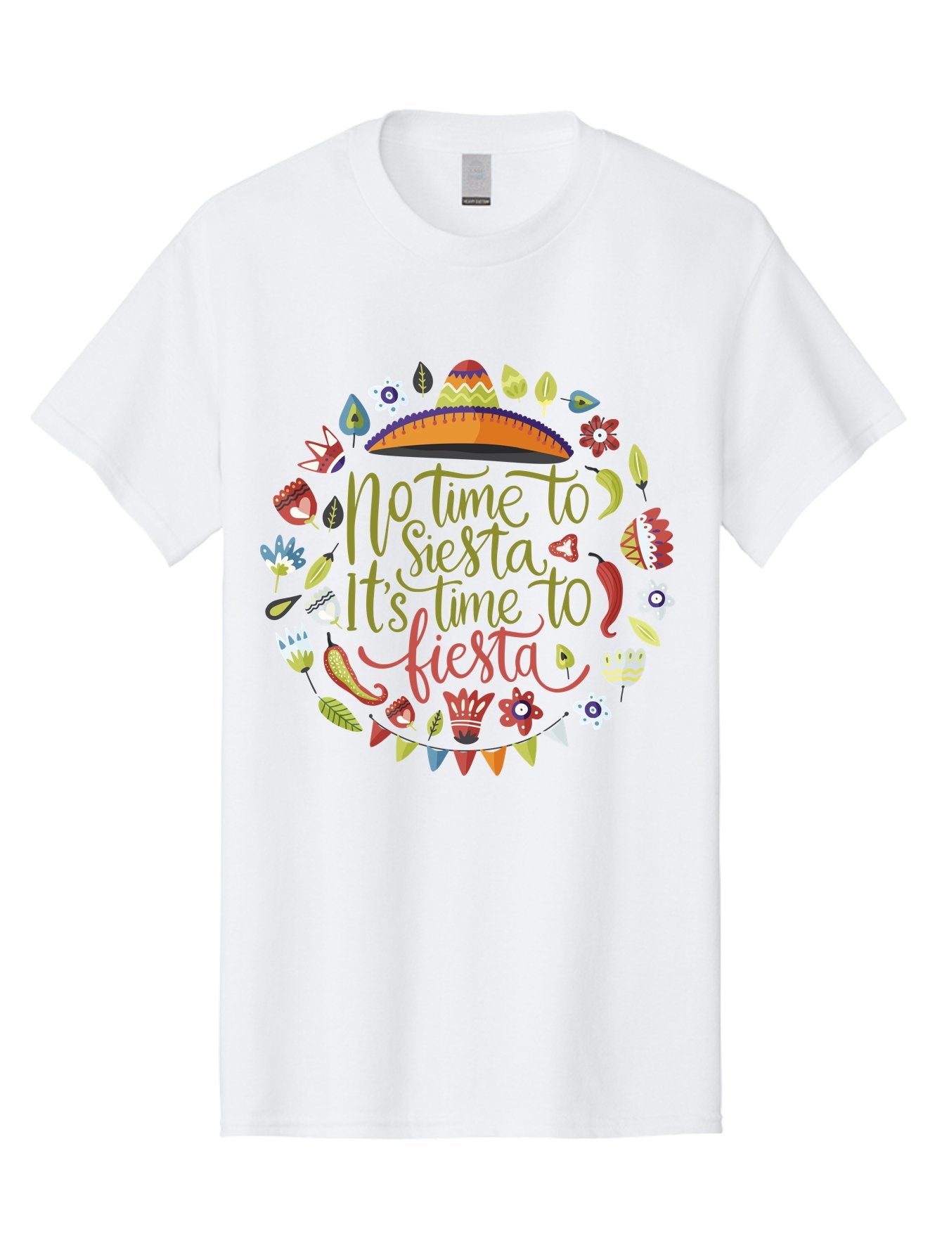 No-Time-To-Siesta Men'S Graphic Tee, 100% Cotton, Comfortable Casual Summer Wear, Machine Washable, Taco Graphic, Fiesta Decorations, Mexican Culture, Festive Atmosphere, Vibrant Colors, Party Time, Celebration, Chili Peppers, Sombrero, -  Aaa289 13