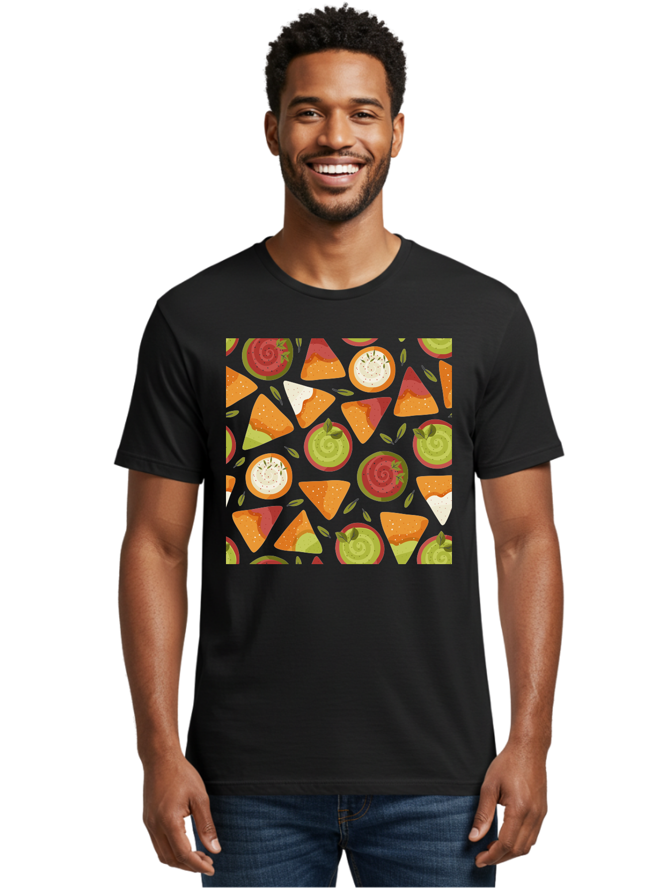 Pizza-Slices-Pattern Men'S Graphic Tee, 100% Cotton, Comfortable Casual Summer Wear, Machine Washable, Pizza Slices, Various Toppings, Pepperoni, Vegetables, Cheese, Food Pattern, Seamless Design, Cartoon Style -  Aaa290 4