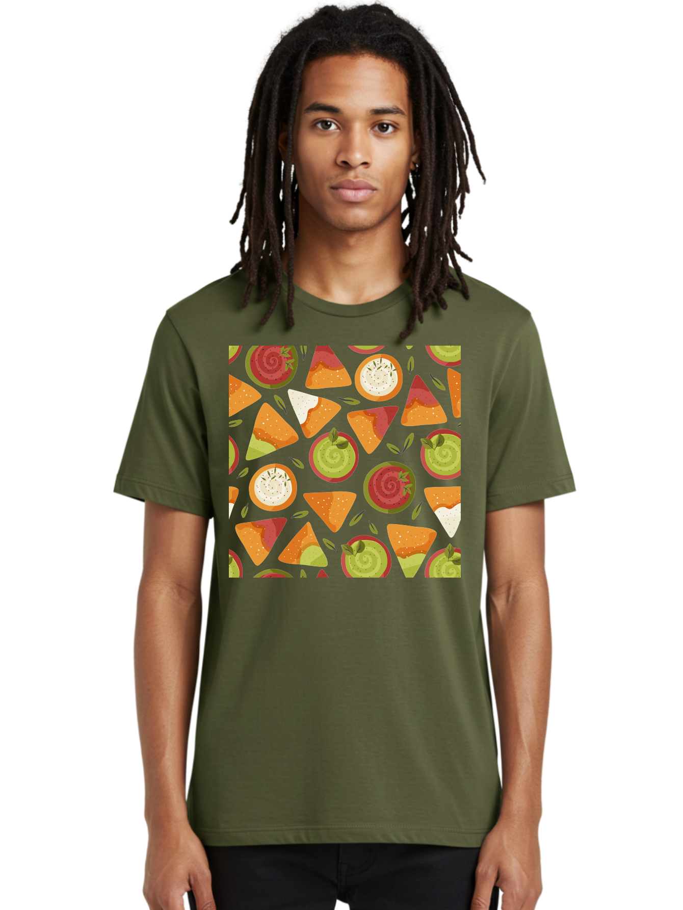 Pizza-Slices-Pattern Men'S Graphic Tee, 100% Cotton, Comfortable Casual Summer Wear, Machine Washable, Pizza Slices, Various Toppings, Pepperoni, Vegetables, Cheese, Food Pattern, Seamless Design, Cartoon Style -  Aaa290 14