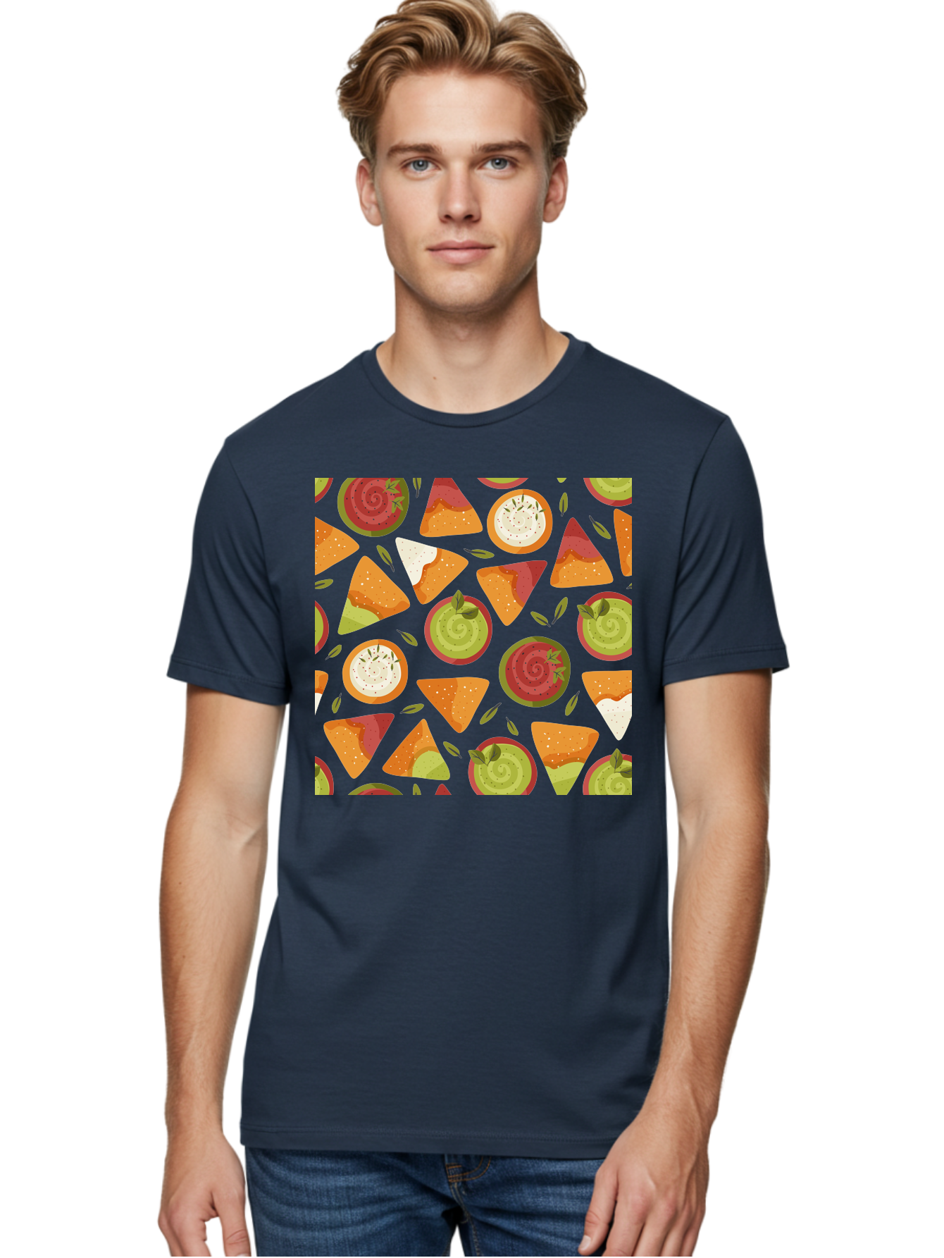 Pizza-Slices-Pattern Men'S Graphic Tee, 100% Cotton, Comfortable Casual Summer Wear, Machine Washable, Pizza Slices, Various Toppings, Pepperoni, Vegetables, Cheese, Food Pattern, Seamless Design, Cartoon Style -  Aaa290 18
