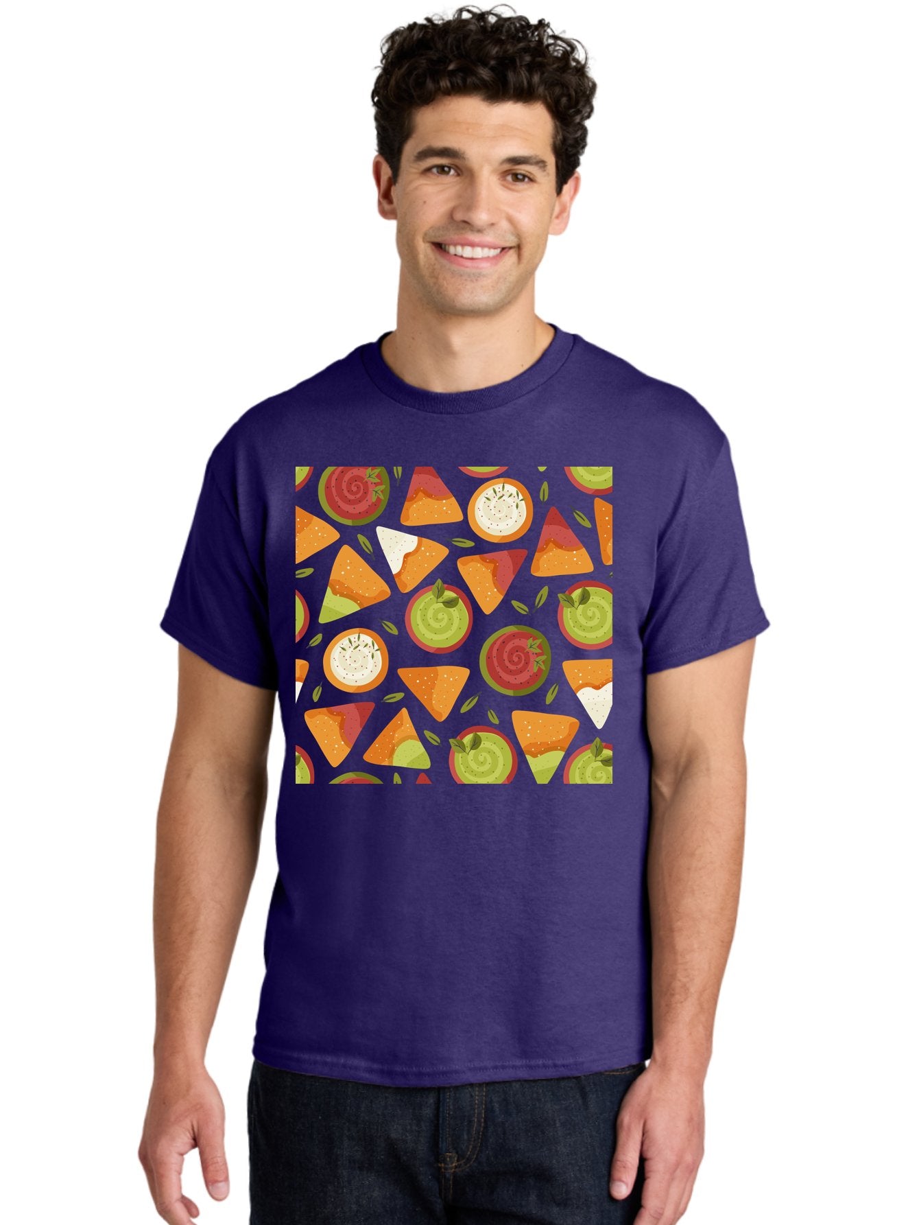 Pizza-Slices-Pattern Men'S Graphic Tee, 100% Cotton, Comfortable Casual Summer Wear, Machine Washable, Pizza Slices, Various Toppings, Pepperoni, Vegetables, Cheese, Food Pattern, Seamless Design, Cartoon Style -  Aaa290 12