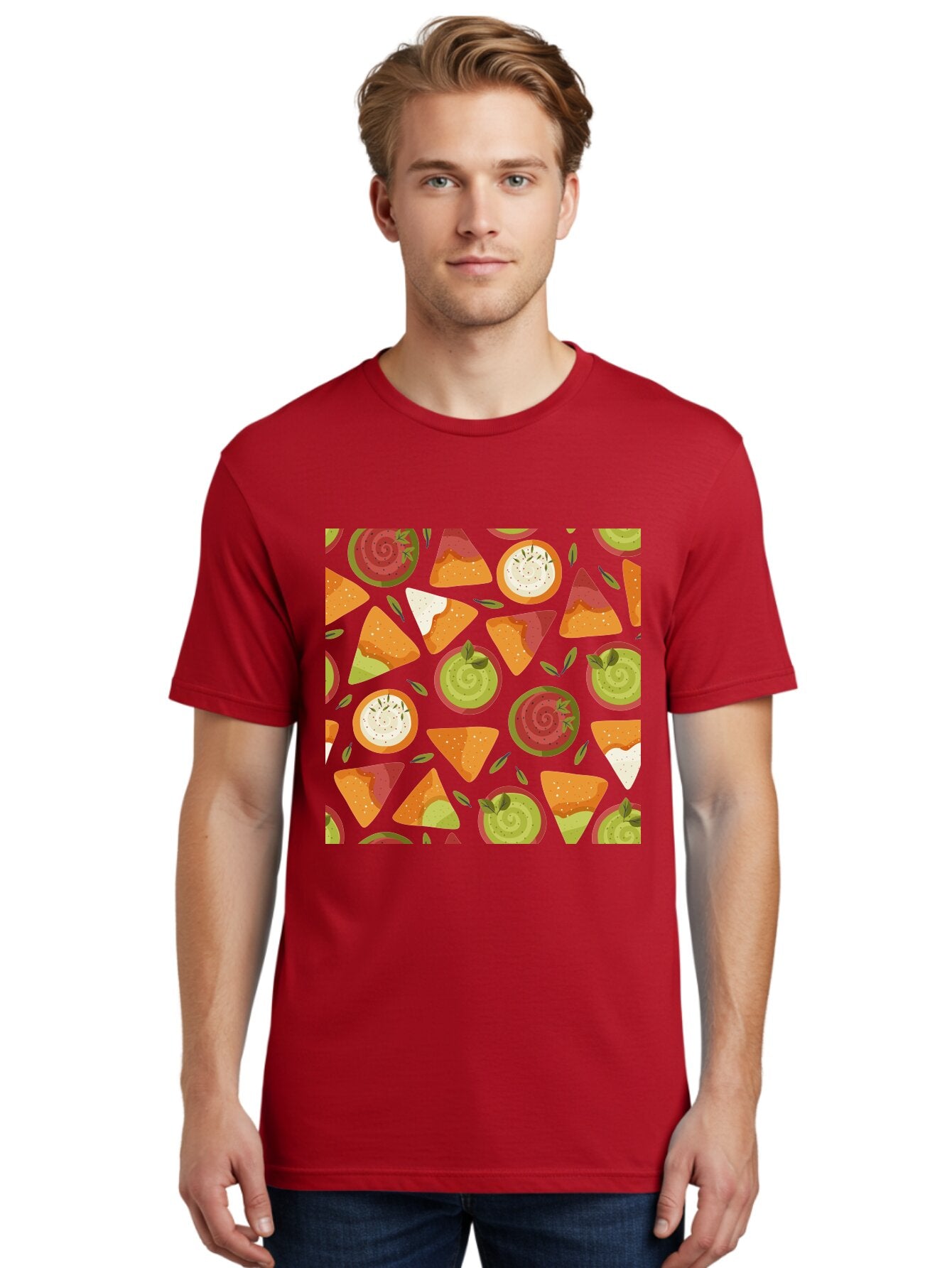 Pizza-Slices-Pattern Men'S Graphic Tee, 100% Cotton, Comfortable Casual Summer Wear, Machine Washable, Pizza Slices, Various Toppings, Pepperoni, Vegetables, Cheese, Food Pattern, Seamless Design, Cartoon Style -  Aaa290 30