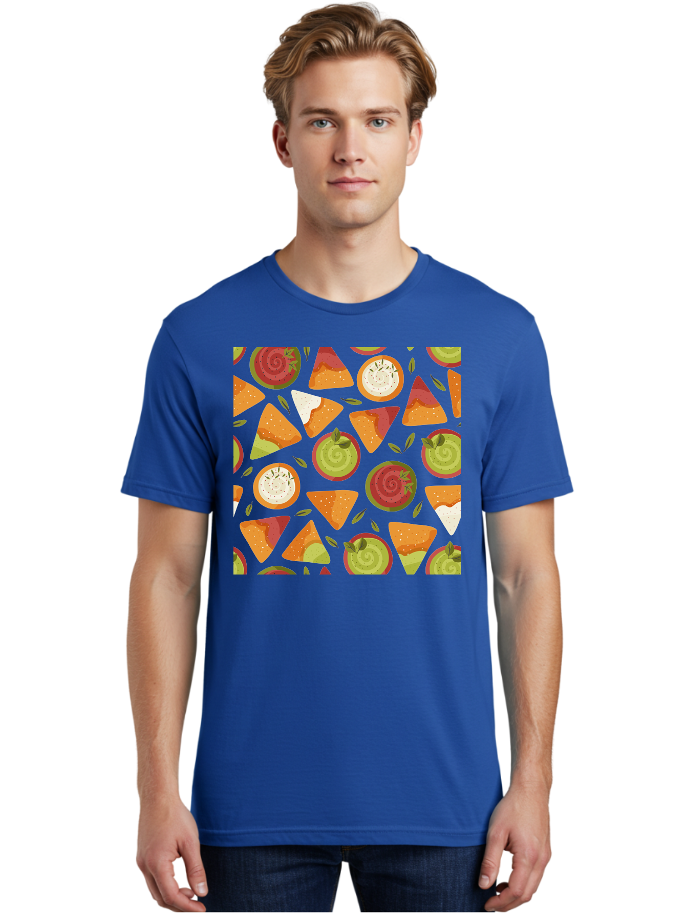 Pizza-Slices-Pattern Men'S Graphic Tee, 100% Cotton, Comfortable Casual Summer Wear, Machine Washable, Pizza Slices, Various Toppings, Pepperoni, Vegetables, Cheese, Food Pattern, Seamless Design, Cartoon Style -  Aaa290 26