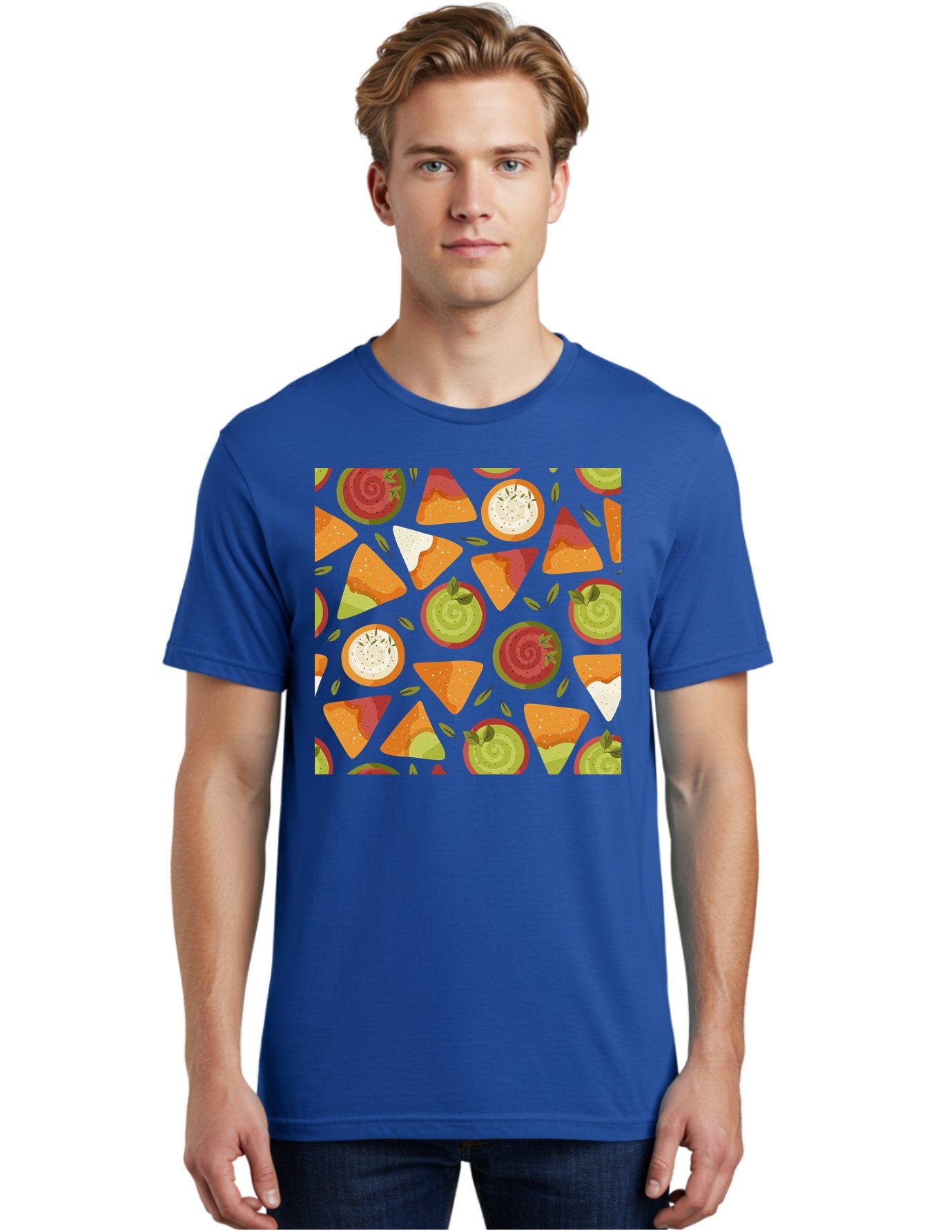 Pizza-Slices-Pattern Men'S Graphic Tee, 100% Cotton, Comfortable Casual Summer Wear, Machine Washable, Pizza Slices, Various Toppings, Pepperoni, Vegetables, Cheese, Food Pattern, Seamless Design, Cartoon Style -  Aaa290 8