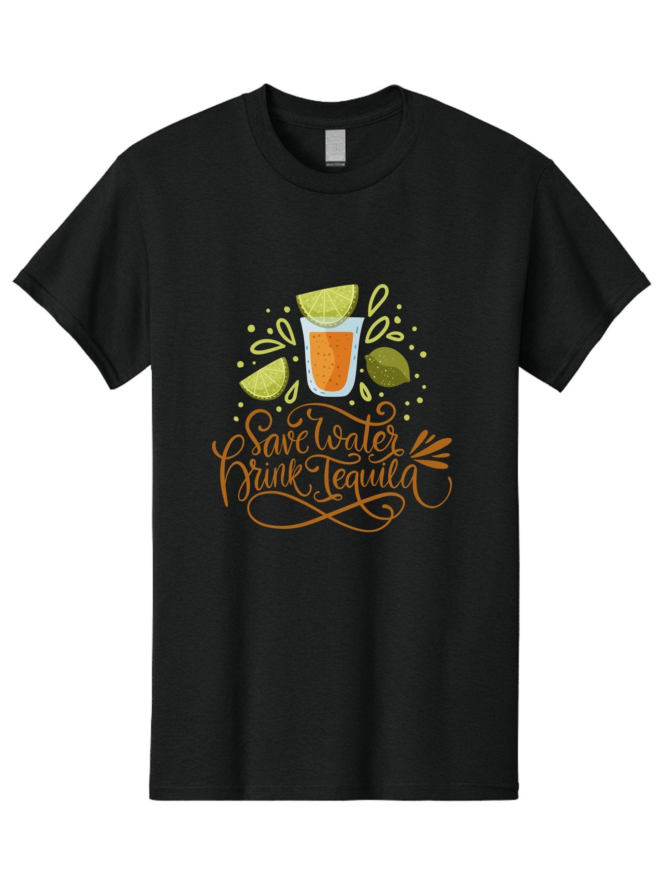 Save-Water-Drink-Tequila-1 Men'S Graphic Tee, 100% Cotton, Comfortable Casual Summer Wear, Machine Washable, Tequila Cocktail, Lime Wedges, Agave Plant, Party Theme, Happy Hour, Cocktail Hour, Tequila Lovers, Fun Typography, Festive Design, -  Aaa291 3
