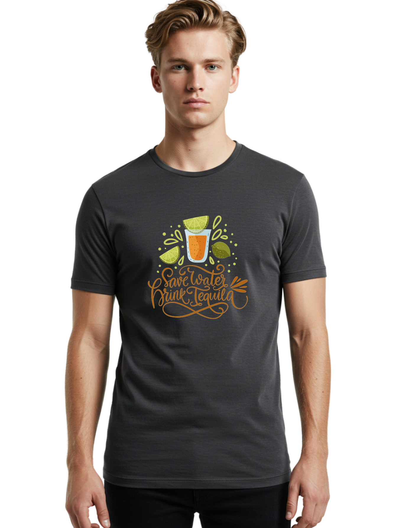 Save-Water-Drink-Tequila-1 Men'S Graphic Tee, 100% Cotton, Comfortable Casual Summer Wear, Machine Washable, Tequila Cocktail, Lime Wedges, Agave Plant, Party Theme, Happy Hour, Cocktail Hour, Tequila Lovers, Fun Typography, Festive Design, -  Aaa291 28