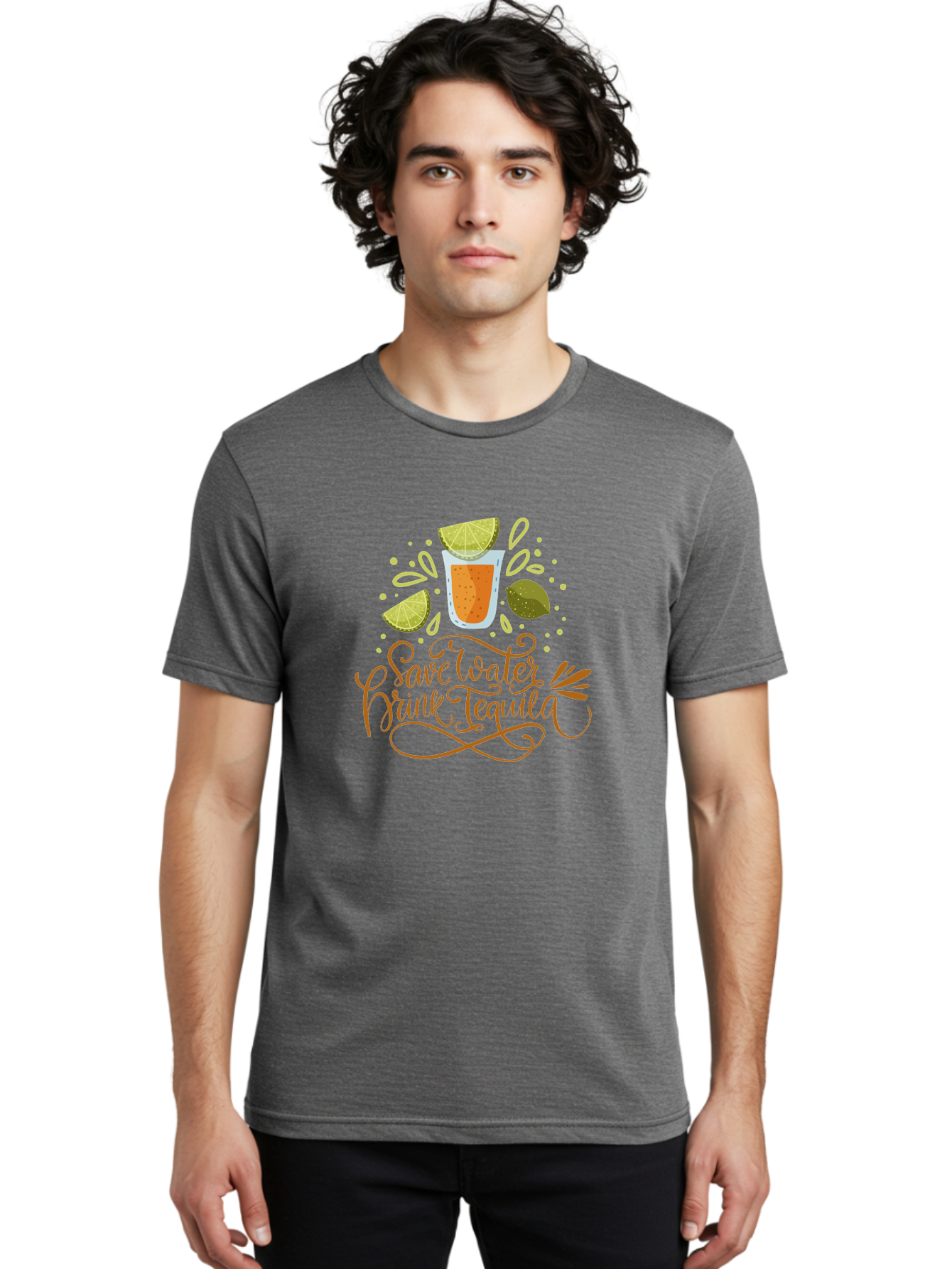 Save-Water-Drink-Tequila-1 Men'S Graphic Tee, 100% Cotton, Comfortable Casual Summer Wear, Machine Washable, Tequila Cocktail, Lime Wedges, Agave Plant, Party Theme, Happy Hour, Cocktail Hour, Tequila Lovers, Fun Typography, Festive Design, -  Aaa291 12
