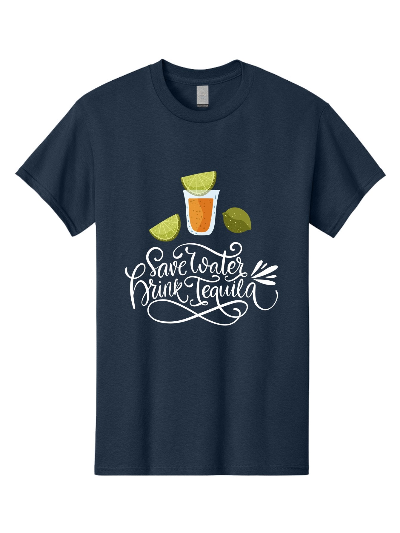 Save-Water-Drink-Tequila-2 Men'S Graphic Tee, 100% Cotton, Comfortable Casual Summer Wear, Machine Washable, Tequila Shot, Lime Wedges, Agave Leaf, Save Water Drink Tequila Text, Cocktail, Party, Drinking Culture, Humorous, Mexican Drink -  Aaa292 3