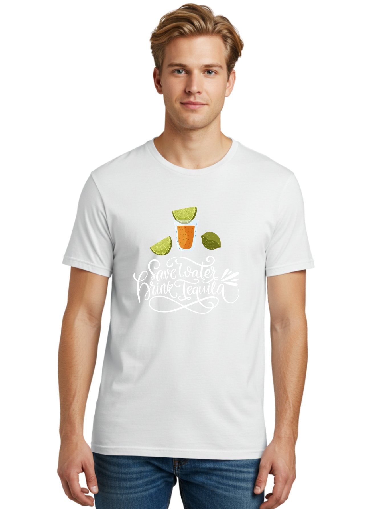 Save-Water-Drink-Tequila-2 Men'S Graphic Tee, 100% Cotton, Comfortable Casual Summer Wear, Machine Washable, Tequila Shot, Lime Wedges, Agave Leaf, Save Water Drink Tequila Text, Cocktail, Party, Drinking Culture, Humorous, Mexican Drink -  Aaa292 28