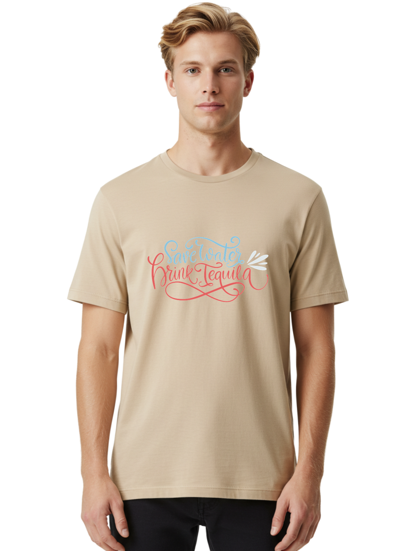 Save-Water-Drink-Tequila-3 Men'S Graphic Tee, 100% Cotton, Comfortable Casual Summer Wear, Machine Washable, Tequila Quote, Save Water, Drink Tequila, Funny Quote, Tequila Humor, Liquor Quote, Party Phrase, Agave Quote, Creative Typography, -  Aaa293