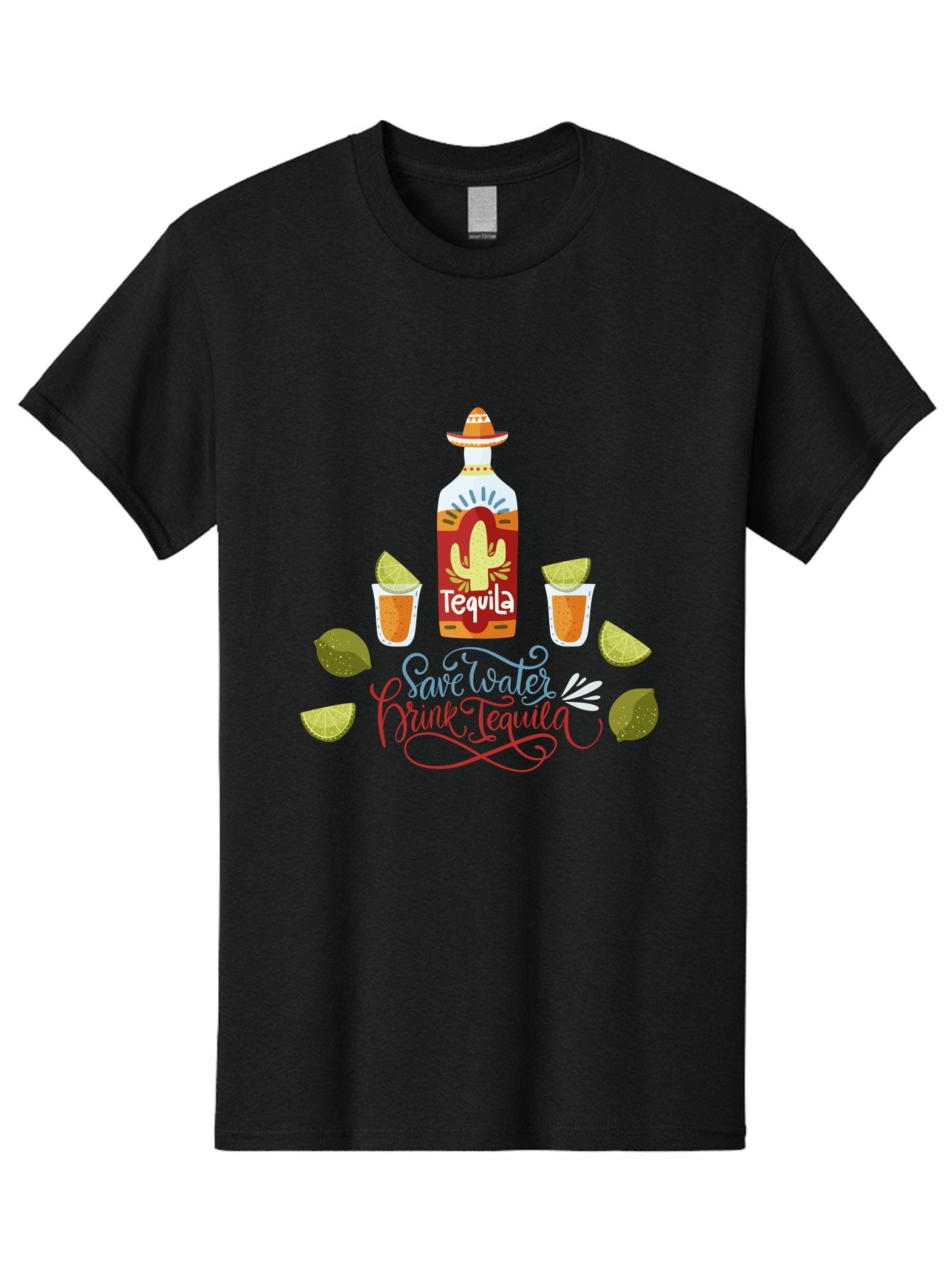 Smile-Later-Drink-Tequila Men'S Graphic Tee, 100% Cotton, Comfortable Casual Summer Wear, Machine Washable, Tequila Shots, Lime Wedges, Tequila Bottle, Cactus Design, Fiesta Theme, Margarita Glasses, Mexican Spirit, Drink Tequila -  Aaa296 25