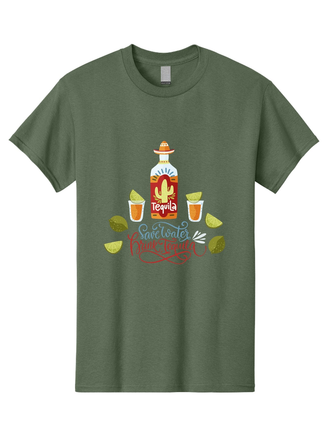 Smile-Later-Drink-Tequila Men'S Graphic Tee, 100% Cotton, Comfortable Casual Summer Wear, Machine Washable, Tequila Shots, Lime Wedges, Tequila Bottle, Cactus Design, Fiesta Theme, Margarita Glasses, Mexican Spirit, Drink Tequila -  Aaa296 23
