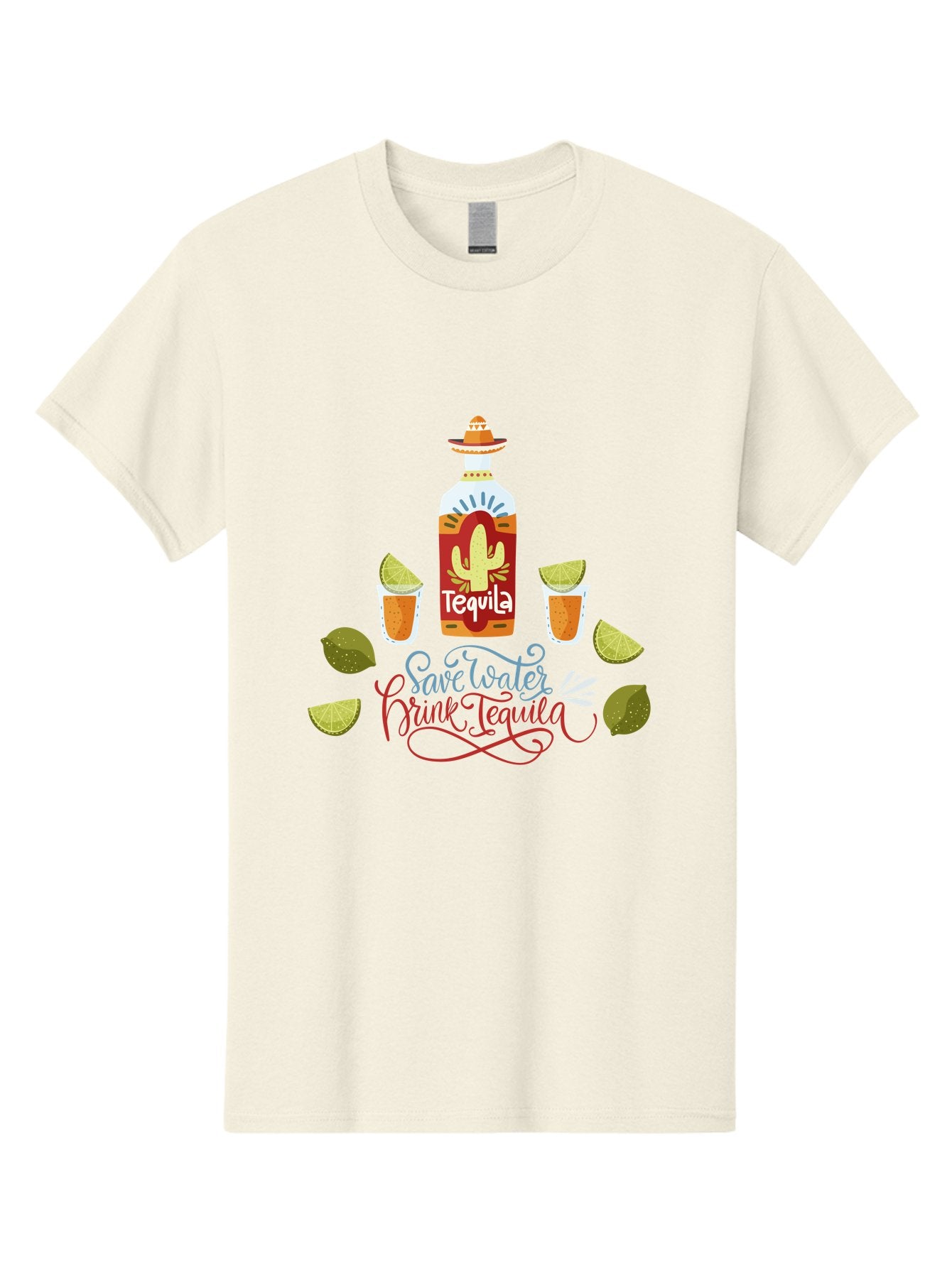 Smile-Later-Drink-Tequila Men'S Graphic Tee, 100% Cotton, Comfortable Casual Summer Wear, Machine Washable, Tequila Shots, Lime Wedges, Tequila Bottle, Cactus Design, Fiesta Theme, Margarita Glasses, Mexican Spirit, Drink Tequila -  Aaa296