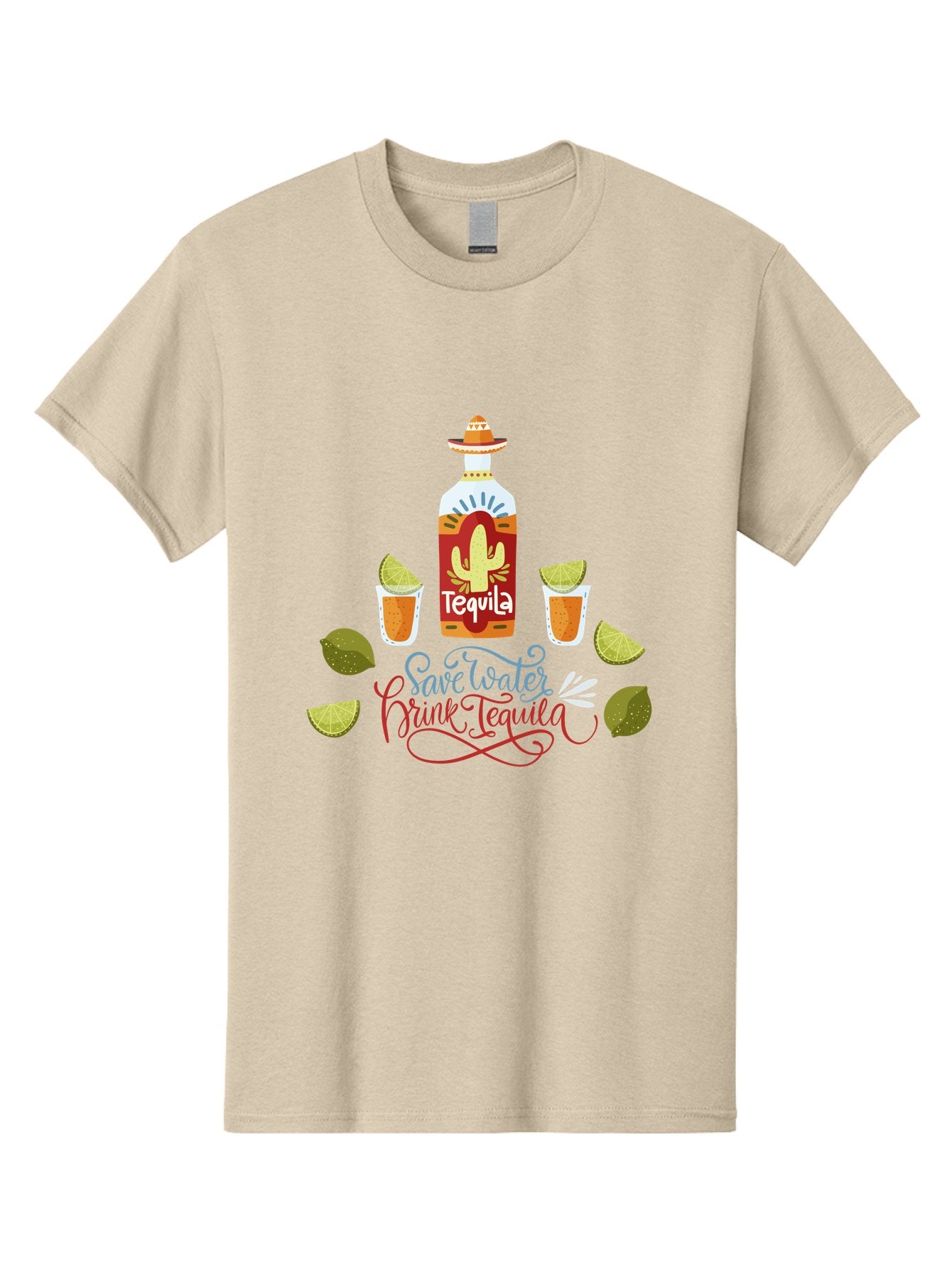 Smile-Later-Drink-Tequila Men'S Graphic Tee, 100% Cotton, Comfortable Casual Summer Wear, Machine Washable, Tequila Shots, Lime Wedges, Tequila Bottle, Cactus Design, Fiesta Theme, Margarita Glasses, Mexican Spirit, Drink Tequila -  Aaa296 3