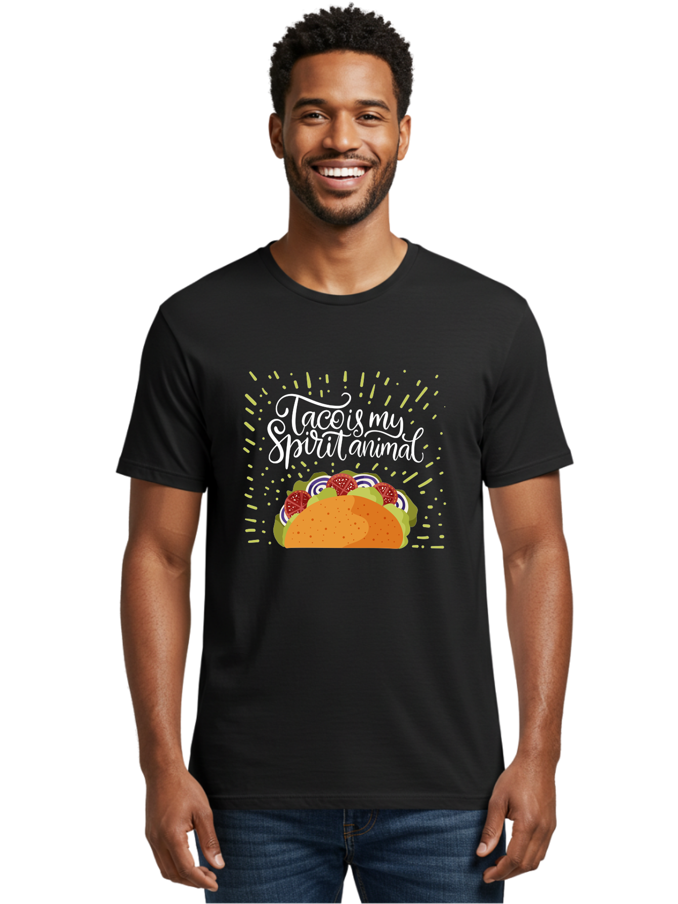 Taco-Is-My-Spirit-Animal Men'S Graphic Tee, 100% Cotton, Comfortable Casual Summer Wear, Machine Washable, Taco, Spirit Animal, Mexican Food, Delicious Taco, Foodie Culture, Taco Love, Vibrant Graphics, Playful Design, Tasty Meal, -  Aaa302 18
