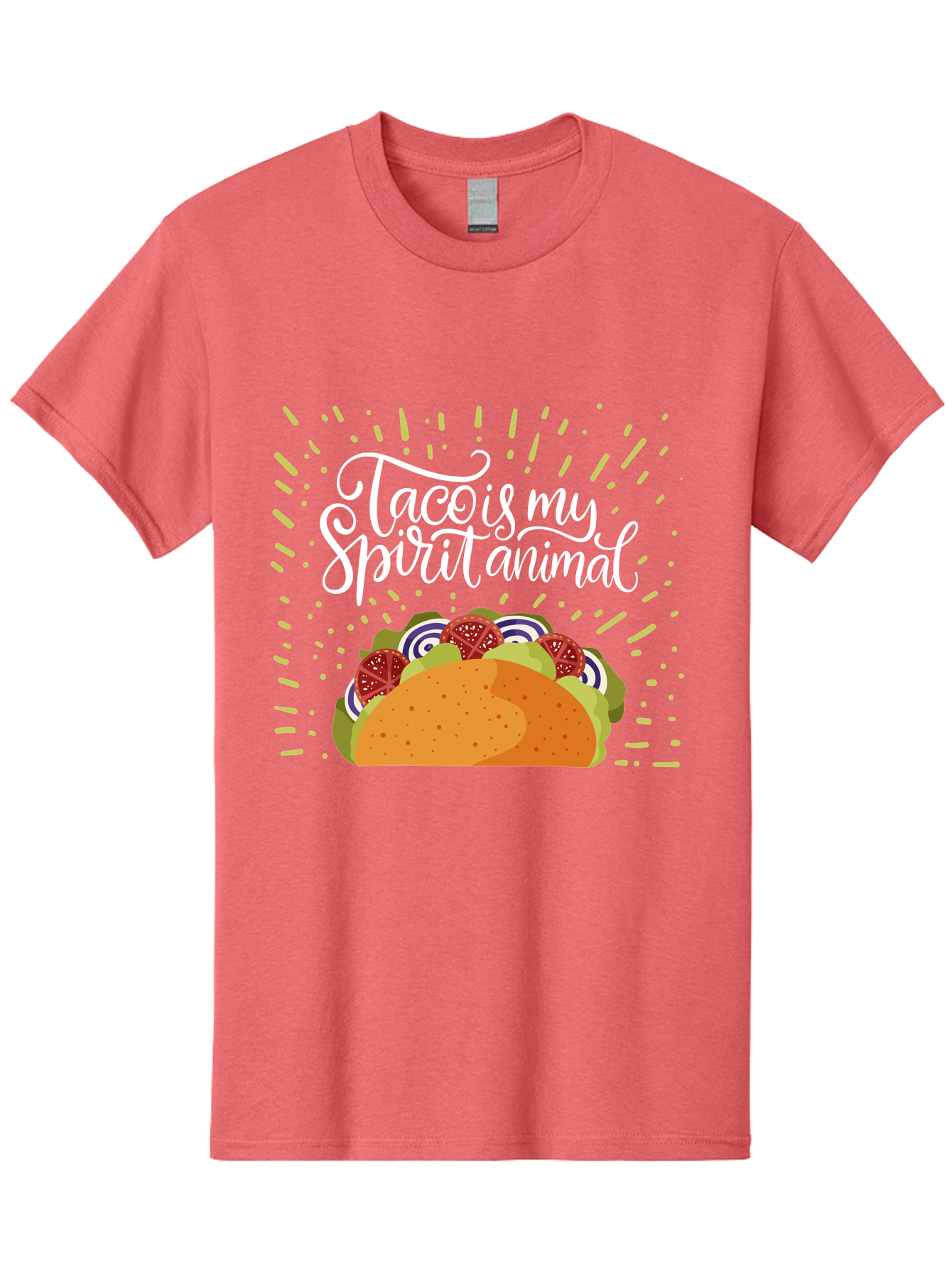 Taco-Is-My-Spirit-Animal Men'S Graphic Tee, 100% Cotton, Comfortable Casual Summer Wear, Machine Washable, Taco, Spirit Animal, Mexican Food, Delicious Taco, Foodie Culture, Taco Love, Vibrant Graphics, Playful Design, Tasty Meal, -  Aaa302 23