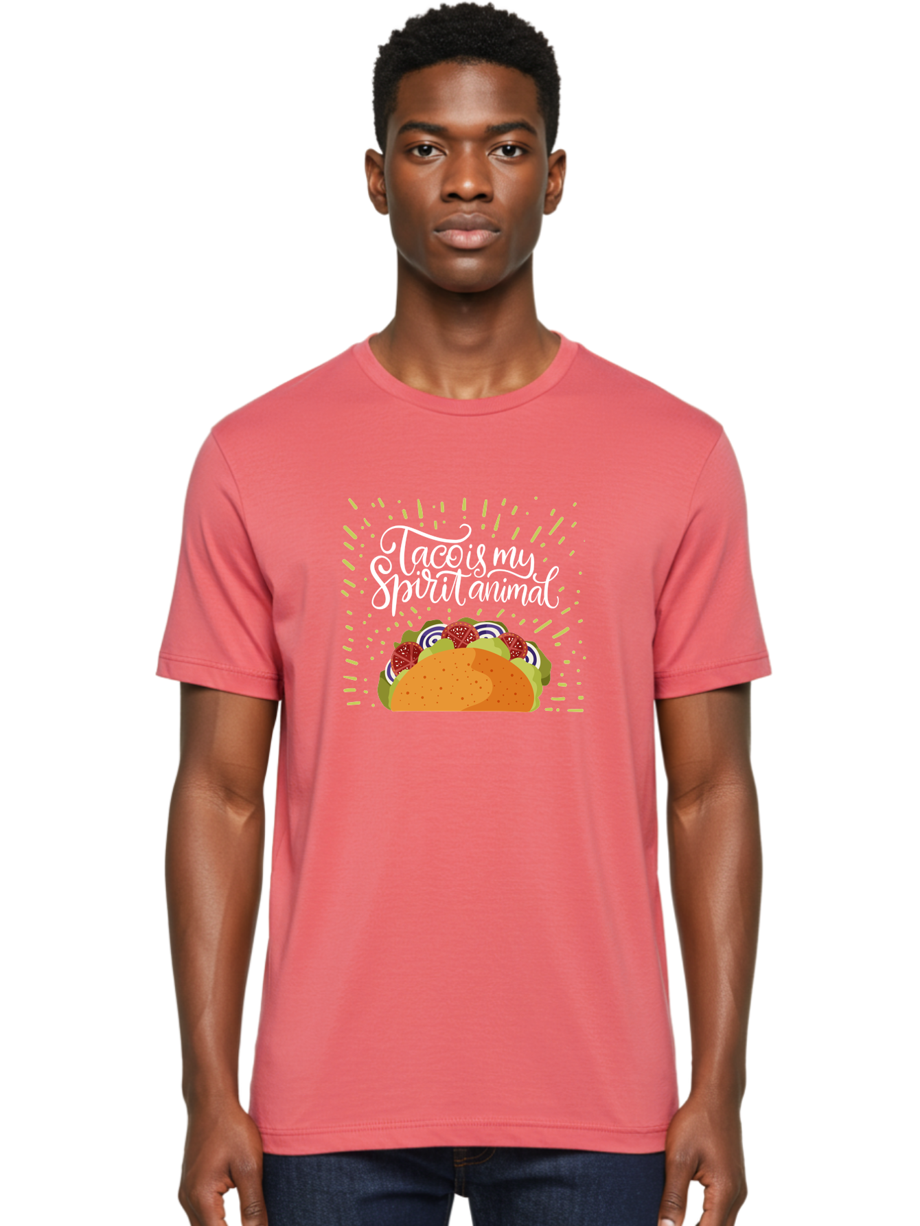 Taco-Is-My-Spirit-Animal Men'S Graphic Tee, 100% Cotton, Comfortable Casual Summer Wear, Machine Washable, Taco, Spirit Animal, Mexican Food, Delicious Taco, Foodie Culture, Taco Love, Vibrant Graphics, Playful Design, Tasty Meal, -  Aaa302 24