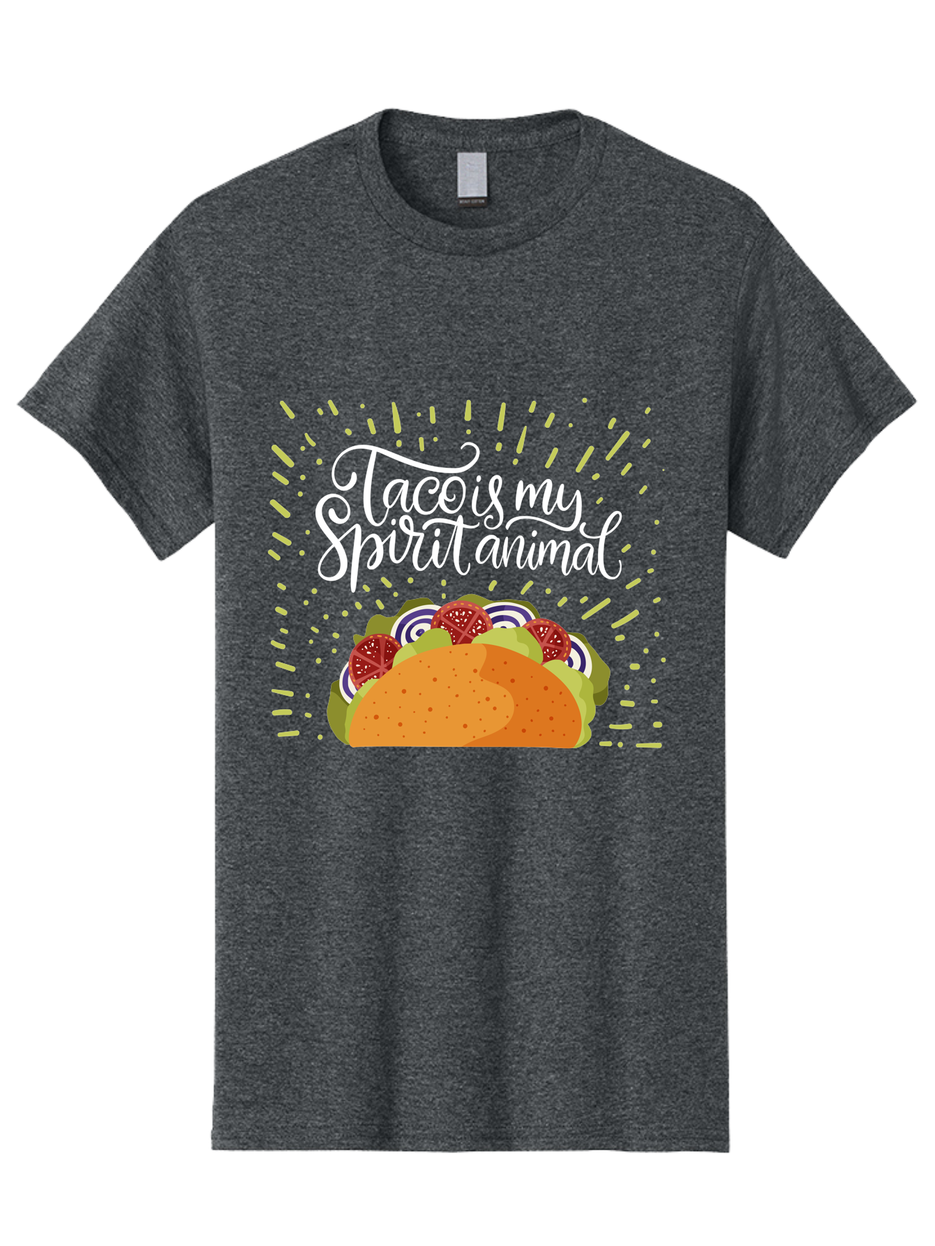 Taco-Is-My-Spirit-Animal Men'S Graphic Tee, 100% Cotton, Comfortable Casual Summer Wear, Machine Washable, Taco, Spirit Animal, Mexican Food, Delicious Taco, Foodie Culture, Taco Love, Vibrant Graphics, Playful Design, Tasty Meal, -  Aaa302 9