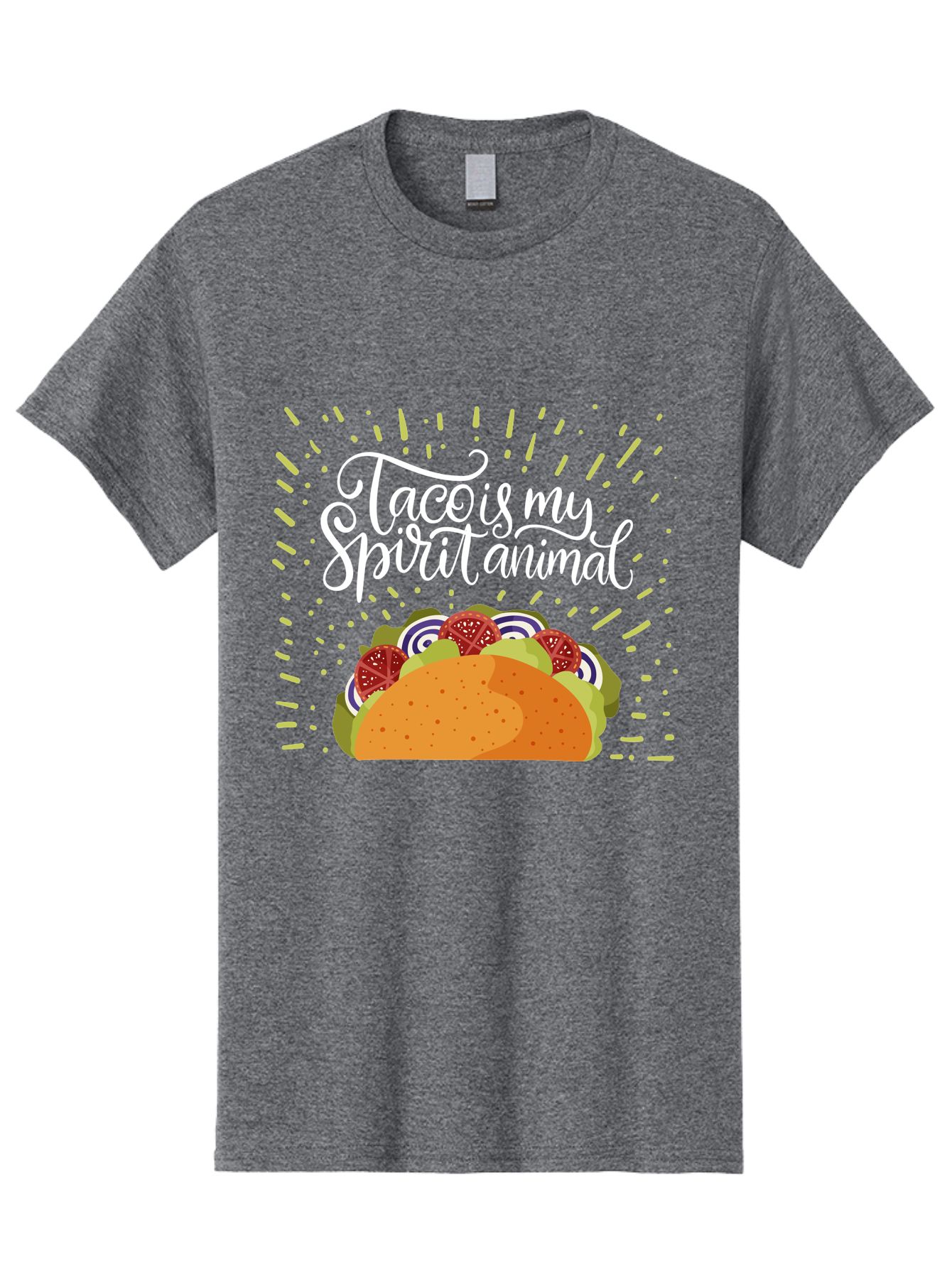 Taco-Is-My-Spirit-Animal Men'S Graphic Tee, 100% Cotton, Comfortable Casual Summer Wear, Machine Washable, Taco, Spirit Animal, Mexican Food, Delicious Taco, Foodie Culture, Taco Love, Vibrant Graphics, Playful Design, Tasty Meal, -  Aaa302 21