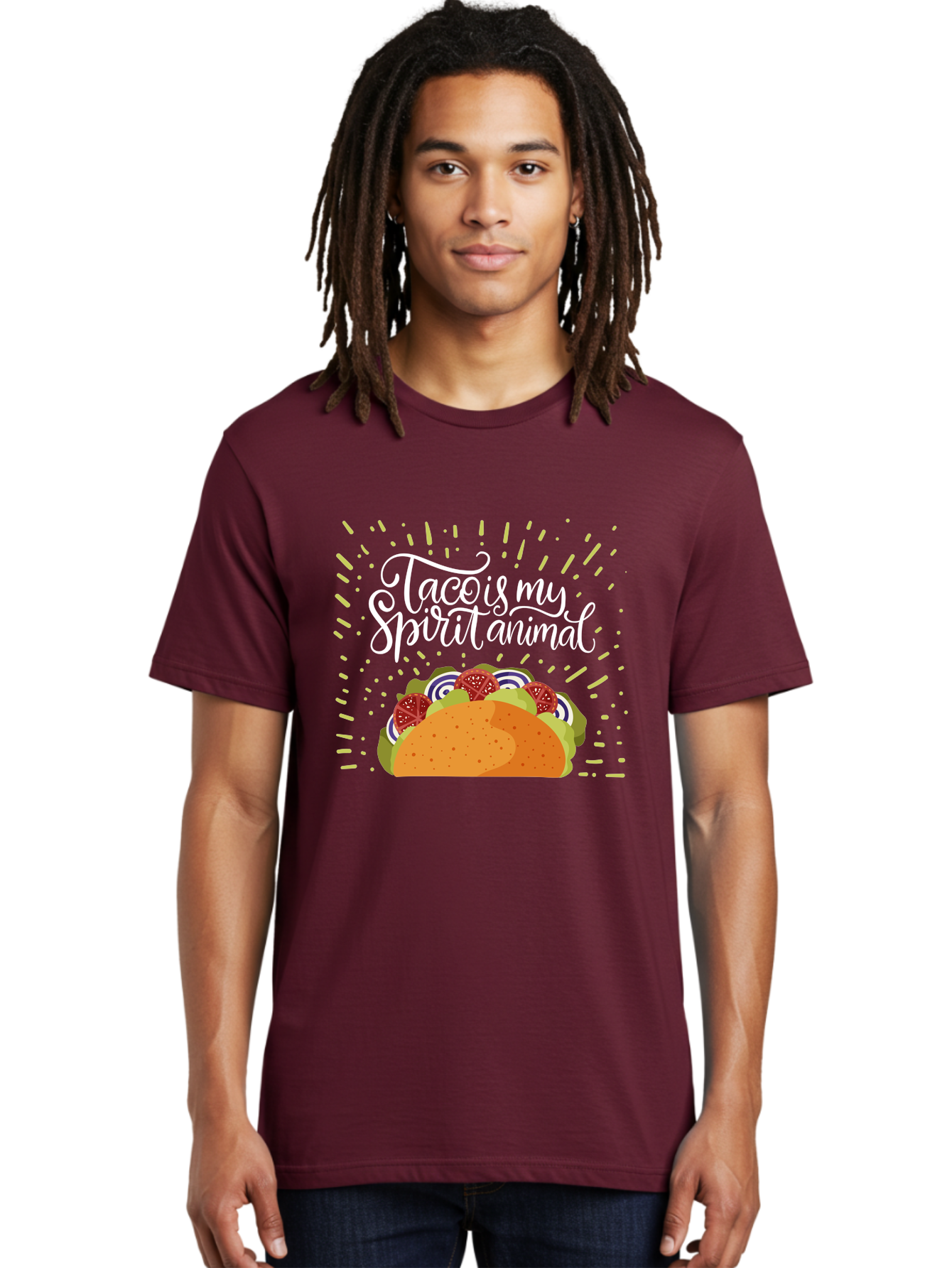 Taco-Is-My-Spirit-Animal Men'S Graphic Tee, 100% Cotton, Comfortable Casual Summer Wear, Machine Washable, Taco, Spirit Animal, Mexican Food, Delicious Taco, Foodie Culture, Taco Love, Vibrant Graphics, Playful Design, Tasty Meal, -  Aaa302 14