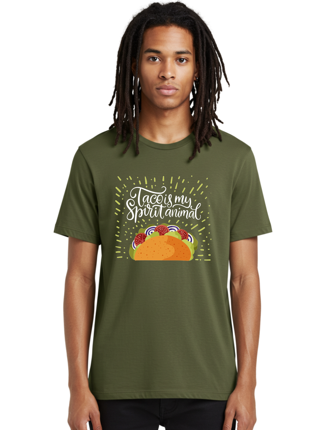 Taco-Is-My-Spirit-Animal Men'S Graphic Tee, 100% Cotton, Comfortable Casual Summer Wear, Machine Washable, Taco, Spirit Animal, Mexican Food, Delicious Taco, Foodie Culture, Taco Love, Vibrant Graphics, Playful Design, Tasty Meal, -  Aaa302 28