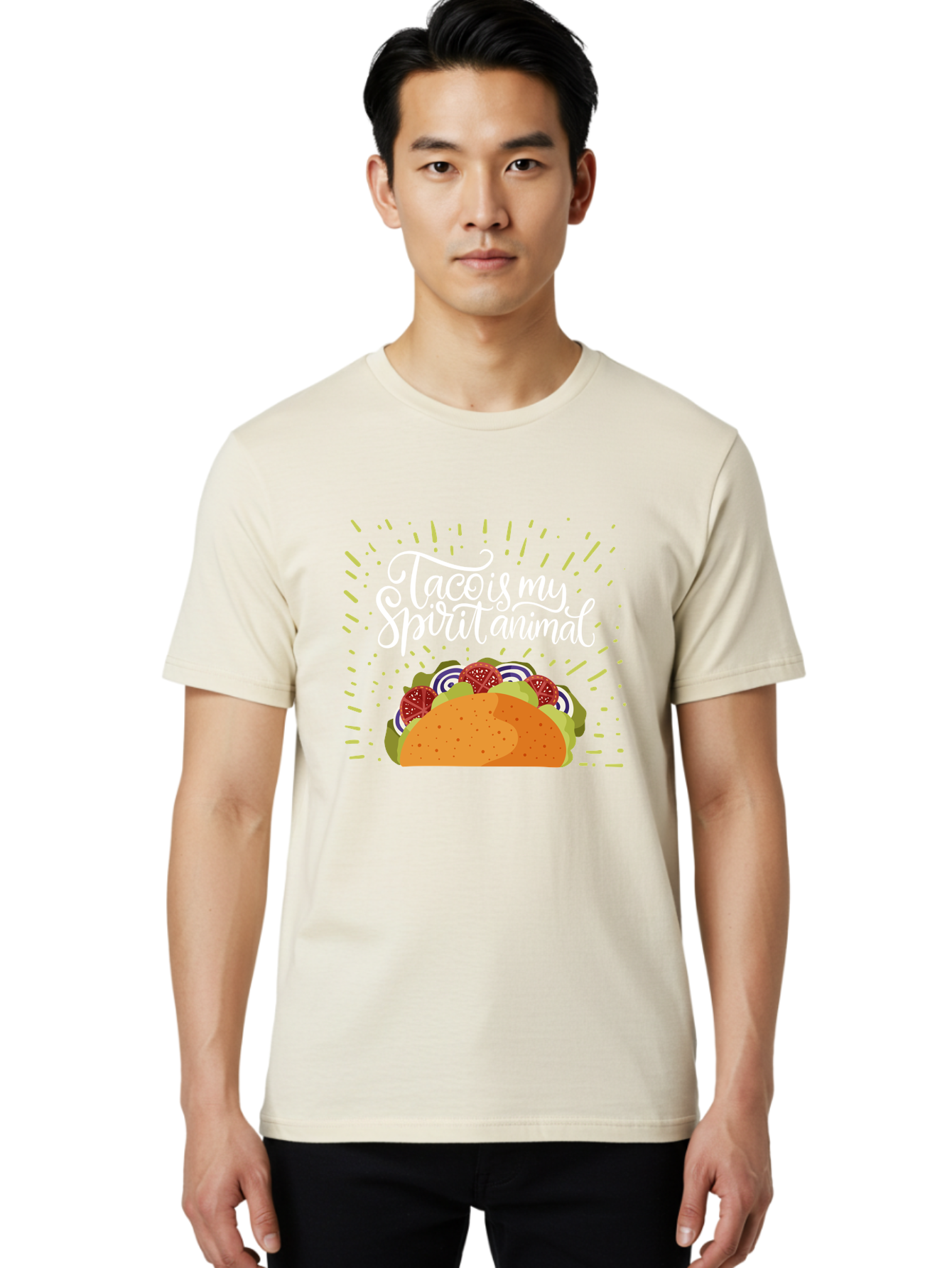 Taco-Is-My-Spirit-Animal Men'S Graphic Tee, 100% Cotton, Comfortable Casual Summer Wear, Machine Washable, Taco, Spirit Animal, Mexican Food, Delicious Taco, Foodie Culture, Taco Love, Vibrant Graphics, Playful Design, Tasty Meal, -  Aaa302 4