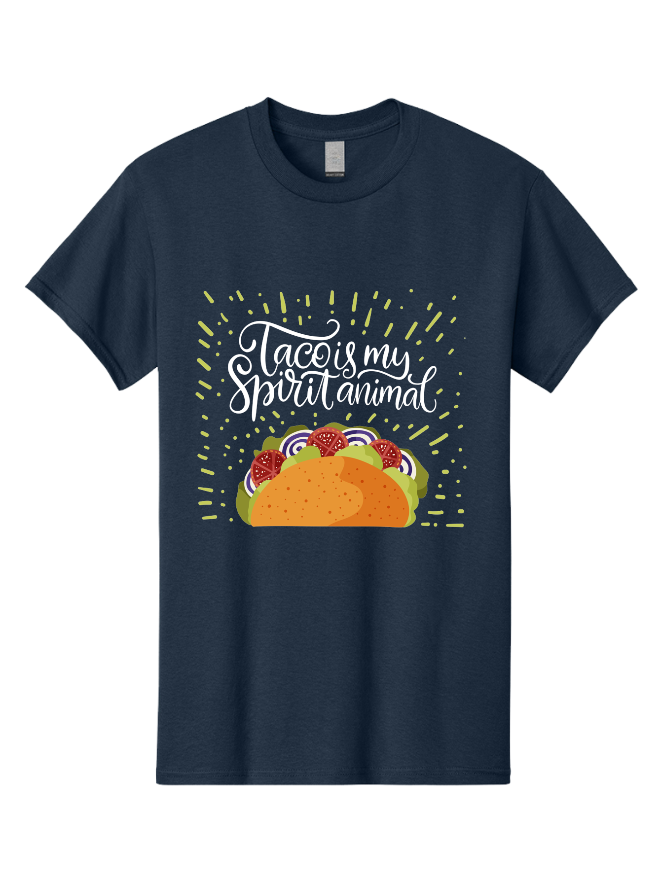 Taco-Is-My-Spirit-Animal Men'S Graphic Tee, 100% Cotton, Comfortable Casual Summer Wear, Machine Washable, Taco, Spirit Animal, Mexican Food, Delicious Taco, Foodie Culture, Taco Love, Vibrant Graphics, Playful Design, Tasty Meal, -  Aaa302 25