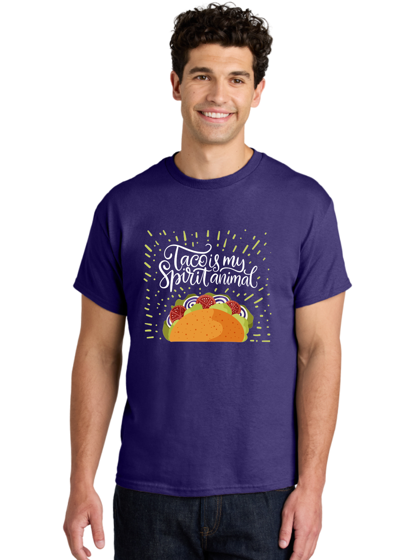 Taco-Is-My-Spirit-Animal Men'S Graphic Tee, 100% Cotton, Comfortable Casual Summer Wear, Machine Washable, Taco, Spirit Animal, Mexican Food, Delicious Taco, Foodie Culture, Taco Love, Vibrant Graphics, Playful Design, Tasty Meal, -  Aaa302 16