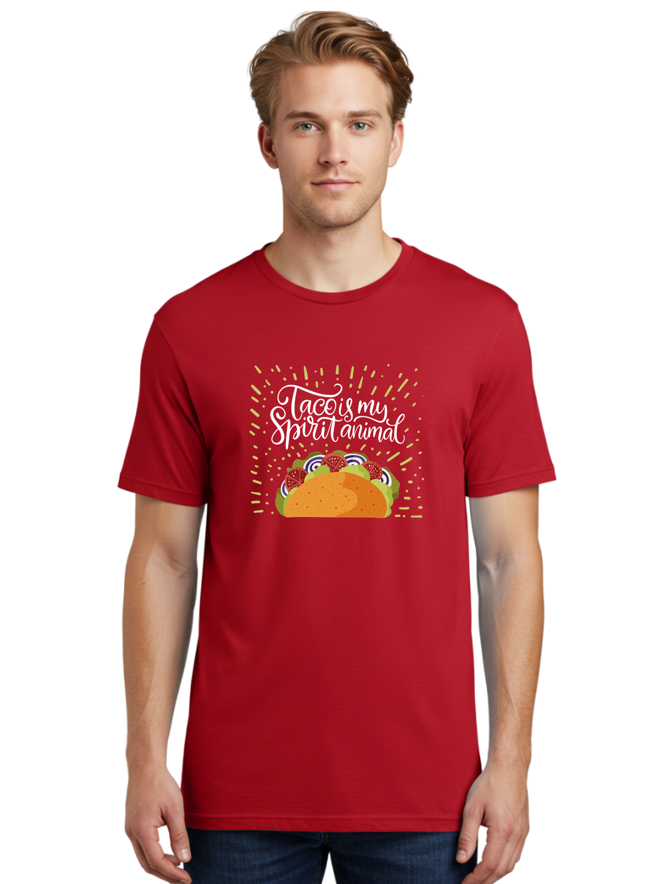 Taco-Is-My-Spirit-Animal Men'S Graphic Tee, 100% Cotton, Comfortable Casual Summer Wear, Machine Washable, Taco, Spirit Animal, Mexican Food, Delicious Taco, Foodie Culture, Taco Love, Vibrant Graphics, Playful Design, Tasty Meal, -  Aaa302 10