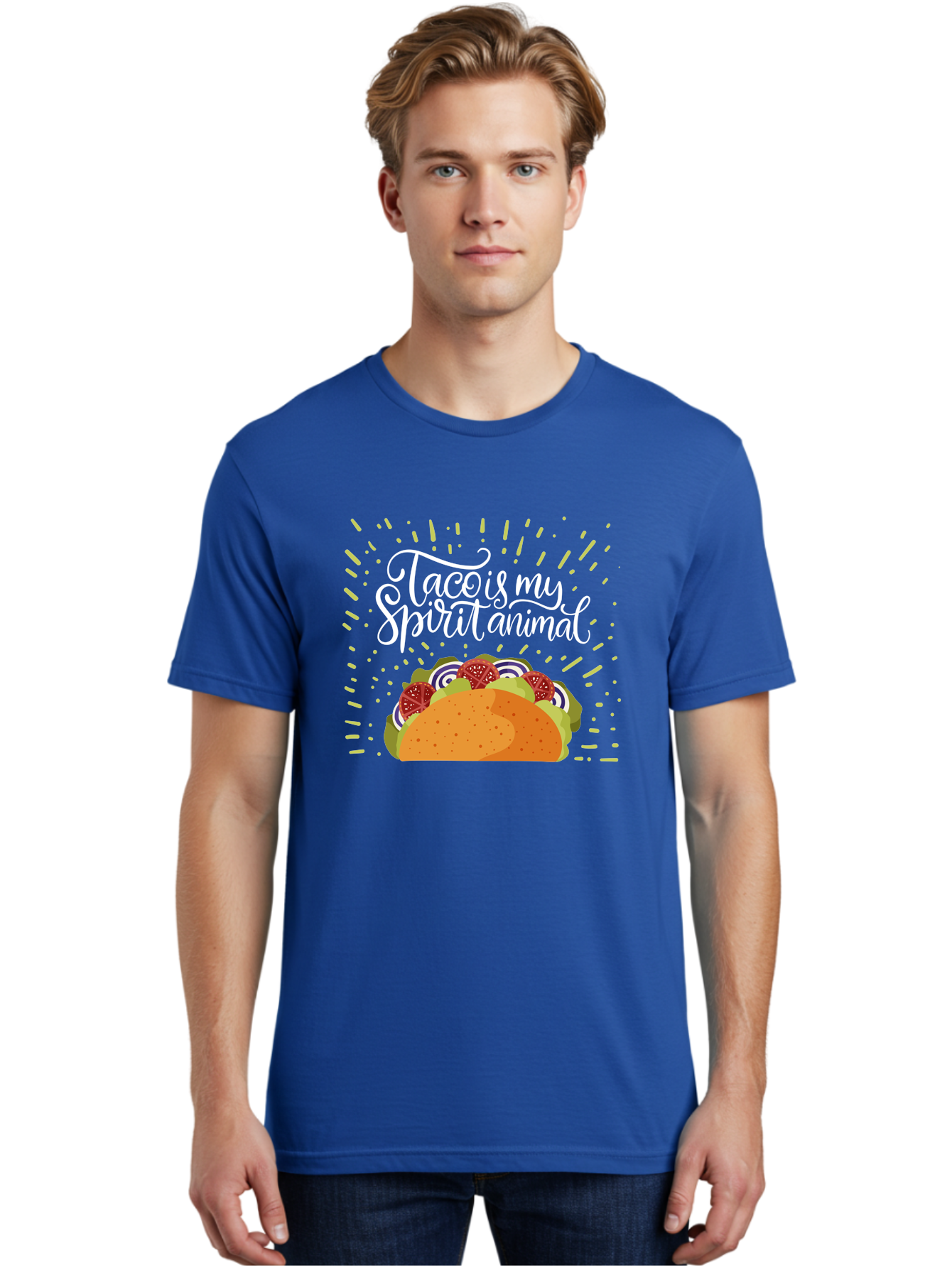 Taco-Is-My-Spirit-Animal Men'S Graphic Tee, 100% Cotton, Comfortable Casual Summer Wear, Machine Washable, Taco, Spirit Animal, Mexican Food, Delicious Taco, Foodie Culture, Taco Love, Vibrant Graphics, Playful Design, Tasty Meal, -  Aaa302 18