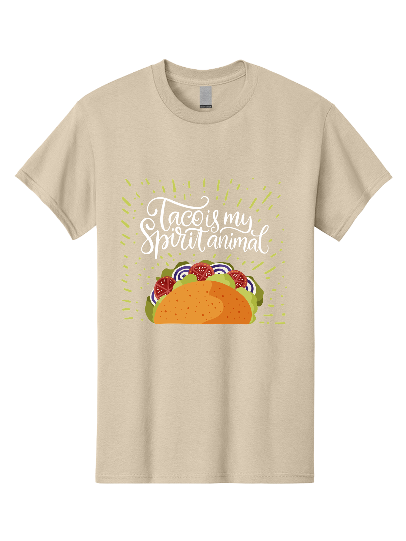 Taco-Is-My-Spirit-Animal Men'S Graphic Tee, 100% Cotton, Comfortable Casual Summer Wear, Machine Washable, Taco, Spirit Animal, Mexican Food, Delicious Taco, Foodie Culture, Taco Love, Vibrant Graphics, Playful Design, Tasty Meal, -  Aaa302