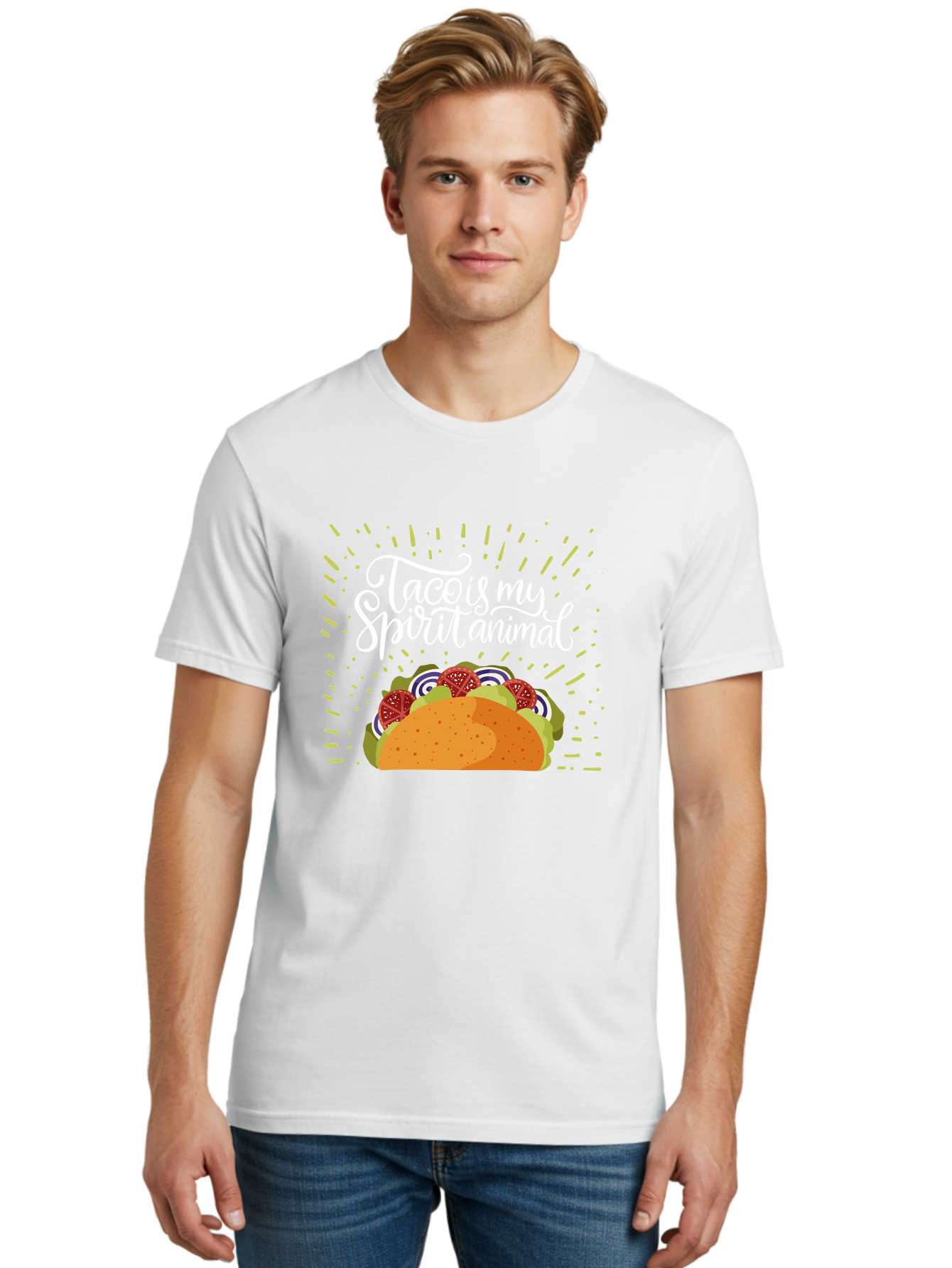 Taco-Is-My-Spirit-Animal Men'S Graphic Tee, 100% Cotton, Comfortable Casual Summer Wear, Machine Washable, Taco, Spirit Animal, Mexican Food, Delicious Taco, Foodie Culture, Taco Love, Vibrant Graphics, Playful Design, Tasty Meal, -  Aaa302 16