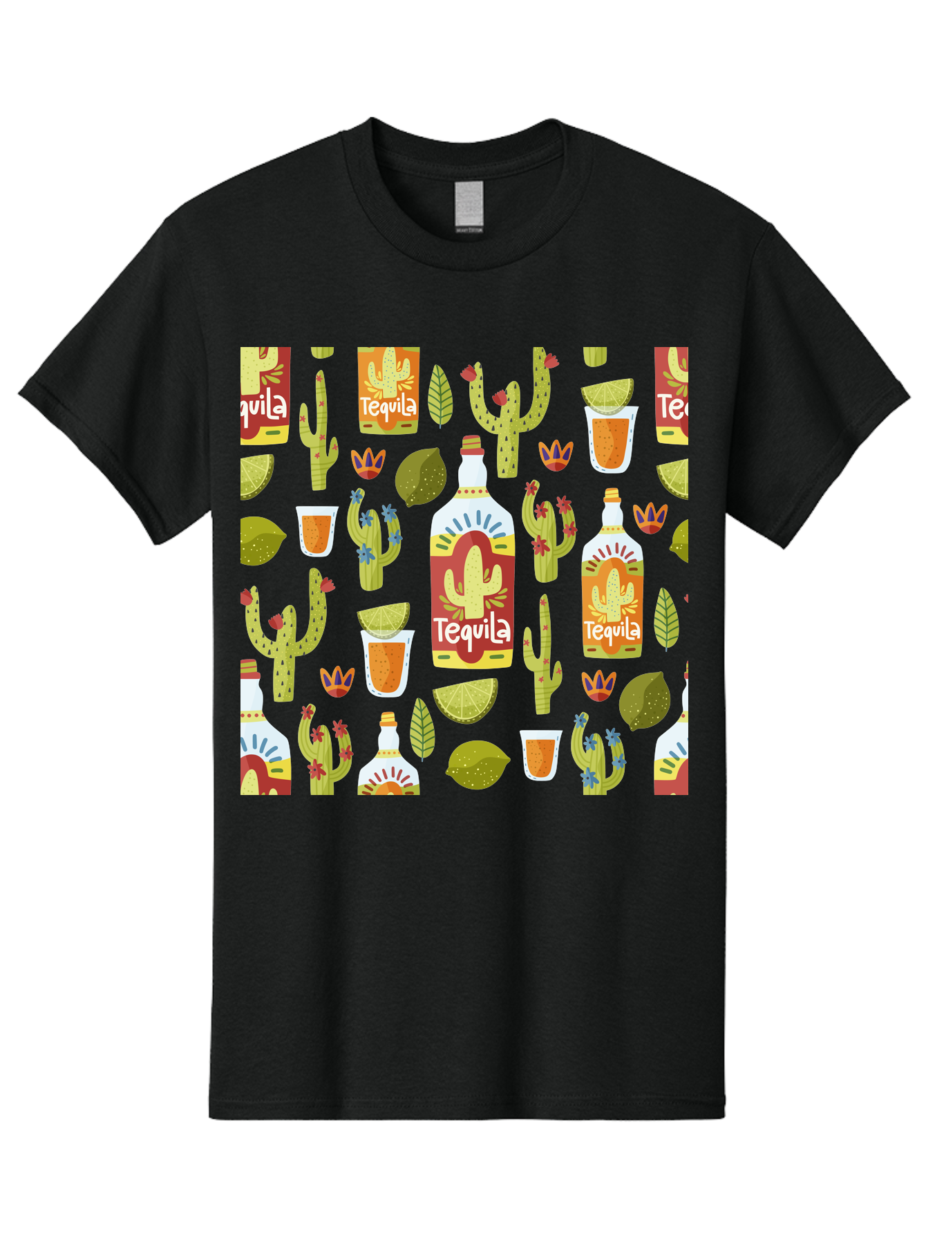 Tequila Men'S Graphic Tee, 100% Cotton, Comfortable Casual Summer Wear, Machine Washable, Tequila Bottles, Cacti Plants, Citrus Fruits, Margarita Glasses, Mexican Drinks, Festive Patterns, Vibrant Designs, Party Themes, -  Aaa304 17