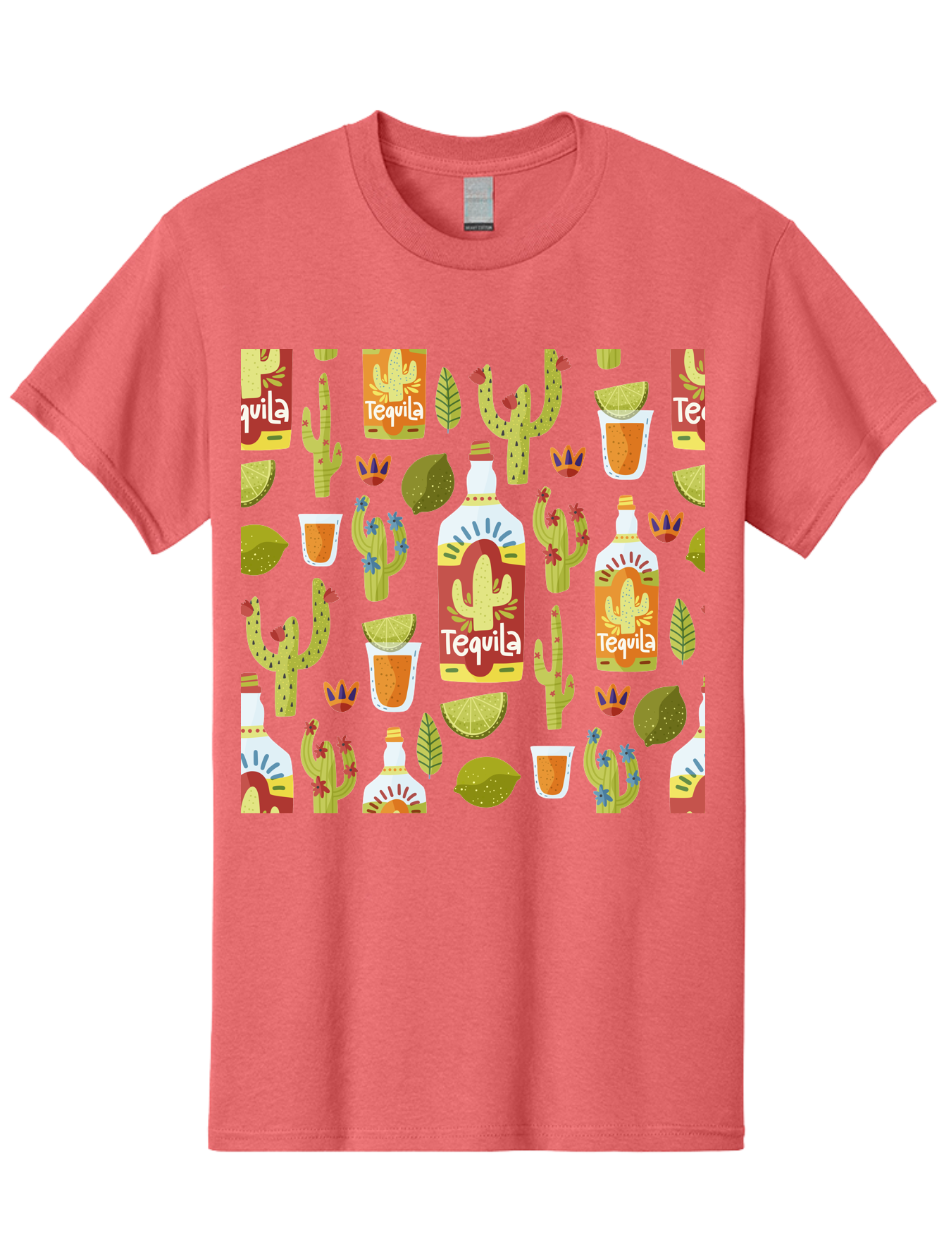 Tequila Men'S Graphic Tee, 100% Cotton, Comfortable Casual Summer Wear, Machine Washable, Tequila Bottles, Cacti Plants, Citrus Fruits, Margarita Glasses, Mexican Drinks, Festive Patterns, Vibrant Designs, Party Themes, -  Aaa304 9