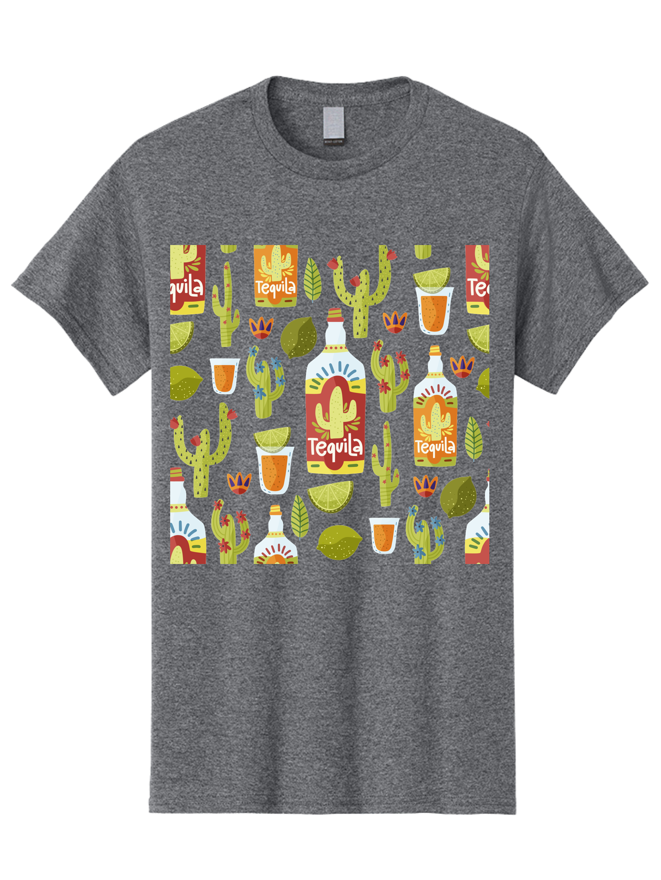 Tequila Men'S Graphic Tee, 100% Cotton, Comfortable Casual Summer Wear, Machine Washable, Tequila Bottles, Cacti Plants, Citrus Fruits, Margarita Glasses, Mexican Drinks, Festive Patterns, Vibrant Designs, Party Themes, -  Aaa304 29