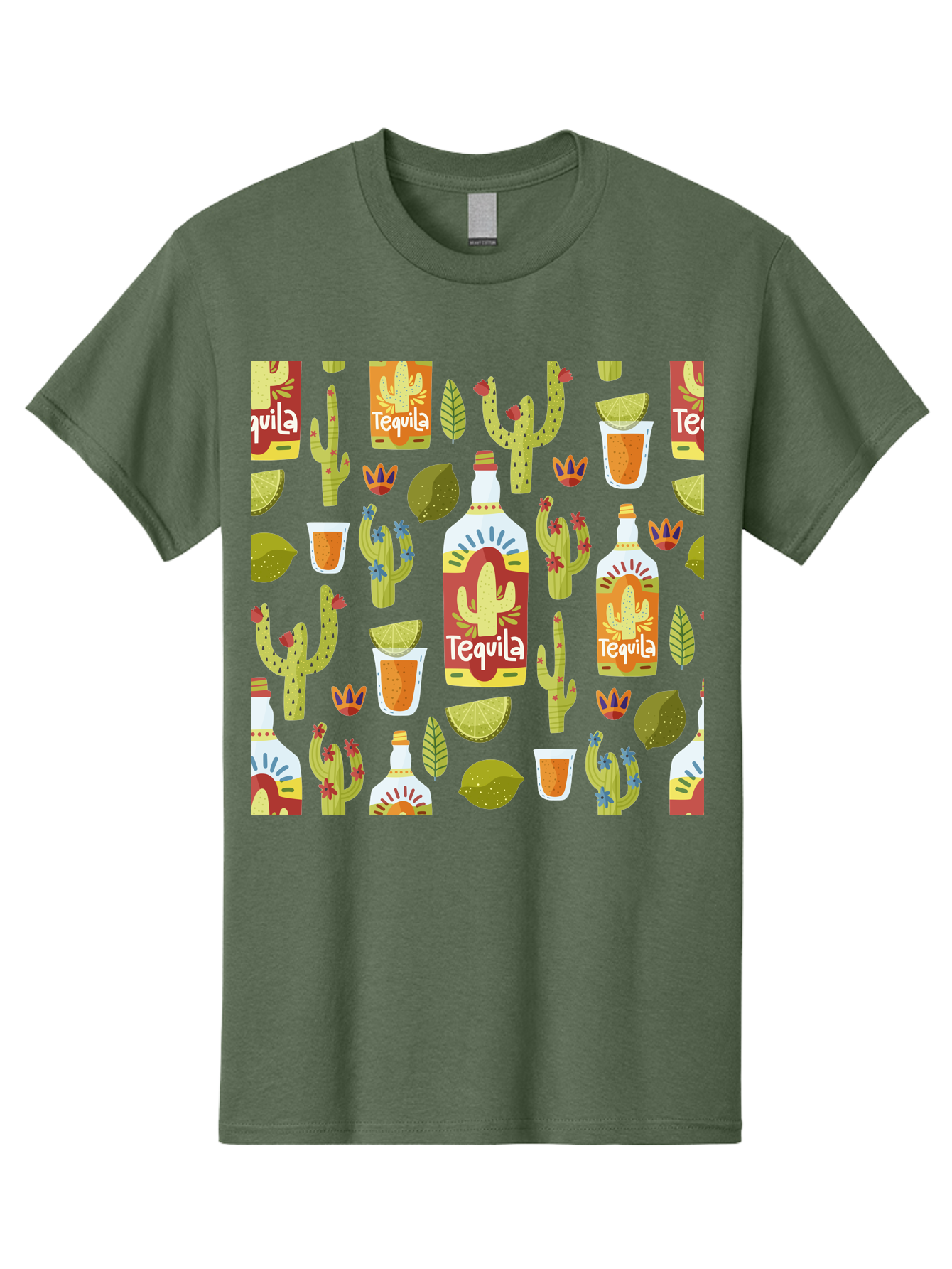 Tequila Men'S Graphic Tee, 100% Cotton, Comfortable Casual Summer Wear, Machine Washable, Tequila Bottles, Cacti Plants, Citrus Fruits, Margarita Glasses, Mexican Drinks, Festive Patterns, Vibrant Designs, Party Themes, -  Aaa304 5