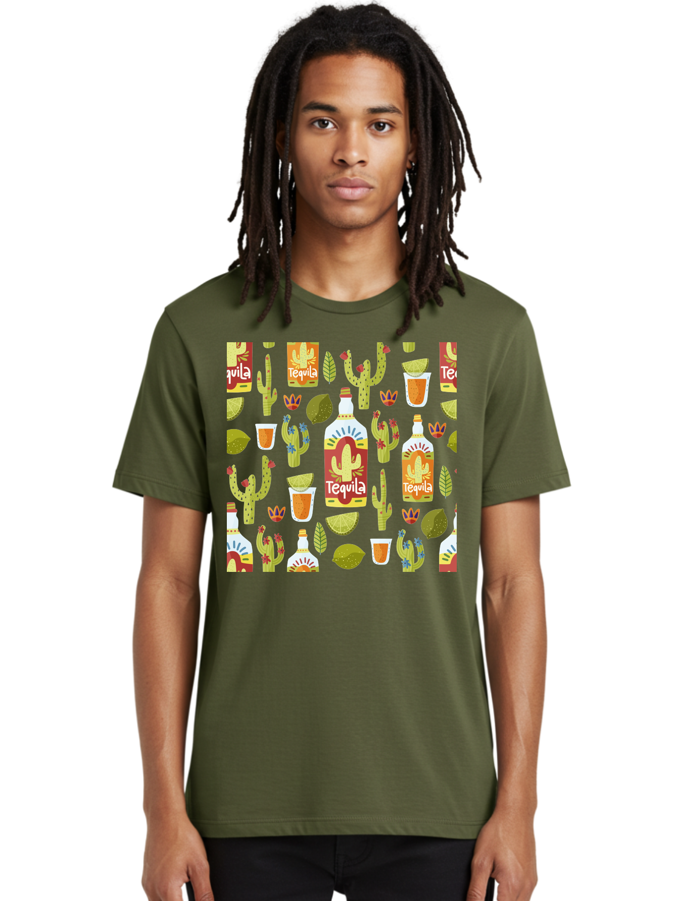 Tequila Men'S Graphic Tee, 100% Cotton, Comfortable Casual Summer Wear, Machine Washable, Tequila Bottles, Cacti Plants, Citrus Fruits, Margarita Glasses, Mexican Drinks, Festive Patterns, Vibrant Designs, Party Themes, -  Aaa304 6