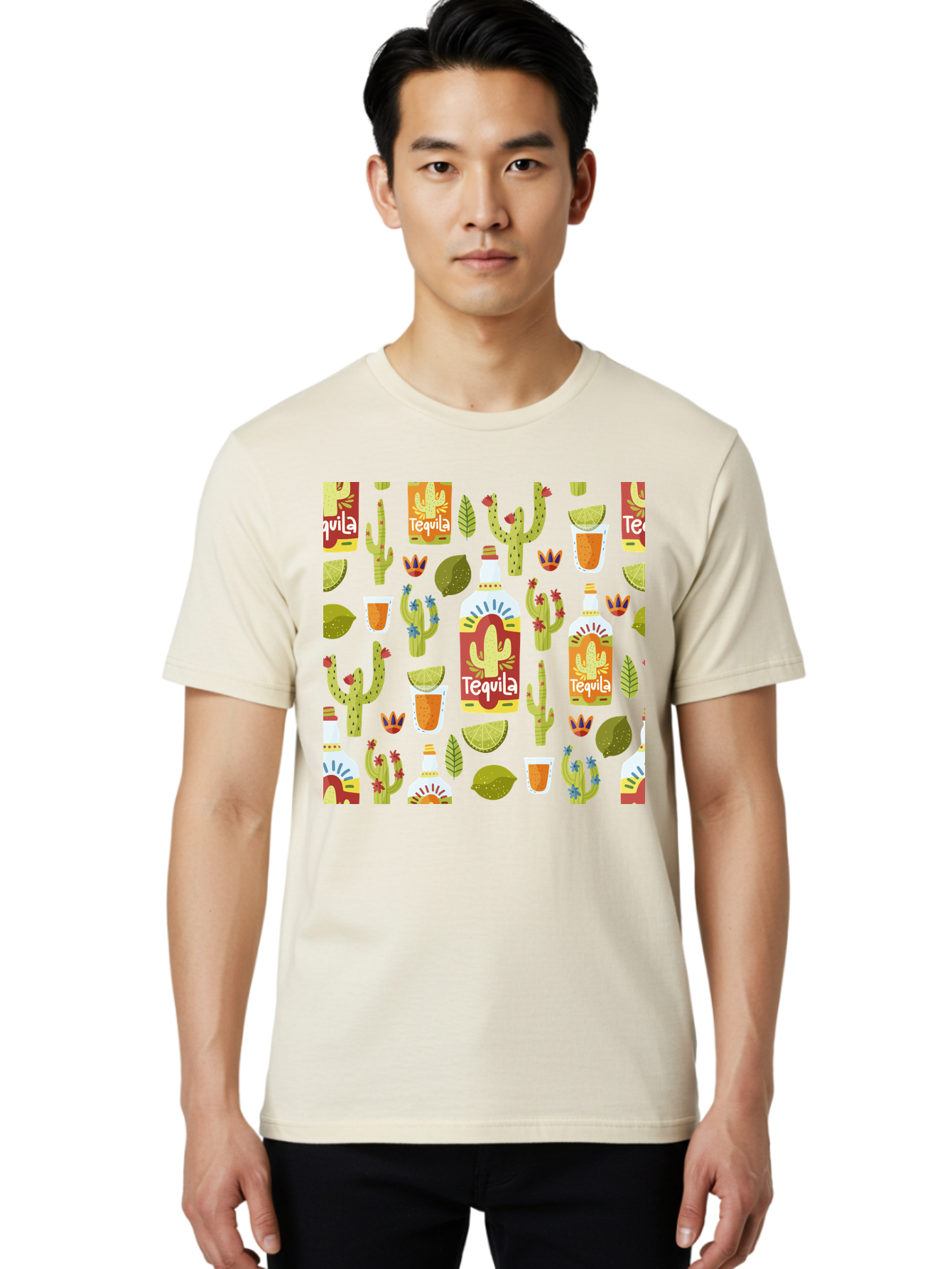 Tequila Men'S Graphic Tee, 100% Cotton, Comfortable Casual Summer Wear, Machine Washable, Tequila Bottles, Cacti Plants, Citrus Fruits, Margarita Glasses, Mexican Drinks, Festive Patterns, Vibrant Designs, Party Themes, -  Aaa304 28