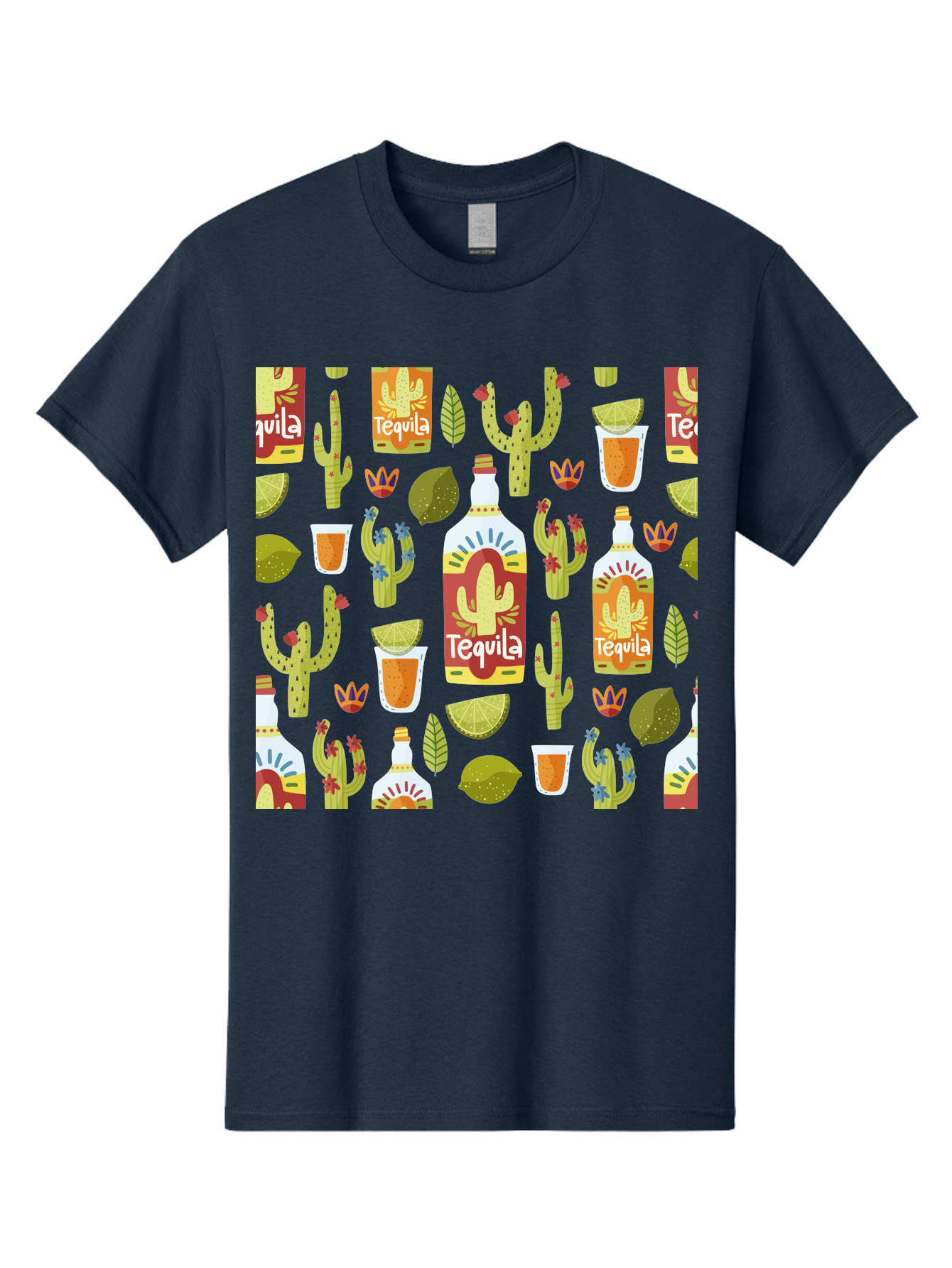 Tequila Men'S Graphic Tee, 100% Cotton, Comfortable Casual Summer Wear, Machine Washable, Tequila Bottles, Cacti Plants, Citrus Fruits, Margarita Glasses, Mexican Drinks, Festive Patterns, Vibrant Designs, Party Themes, -  Aaa304 15