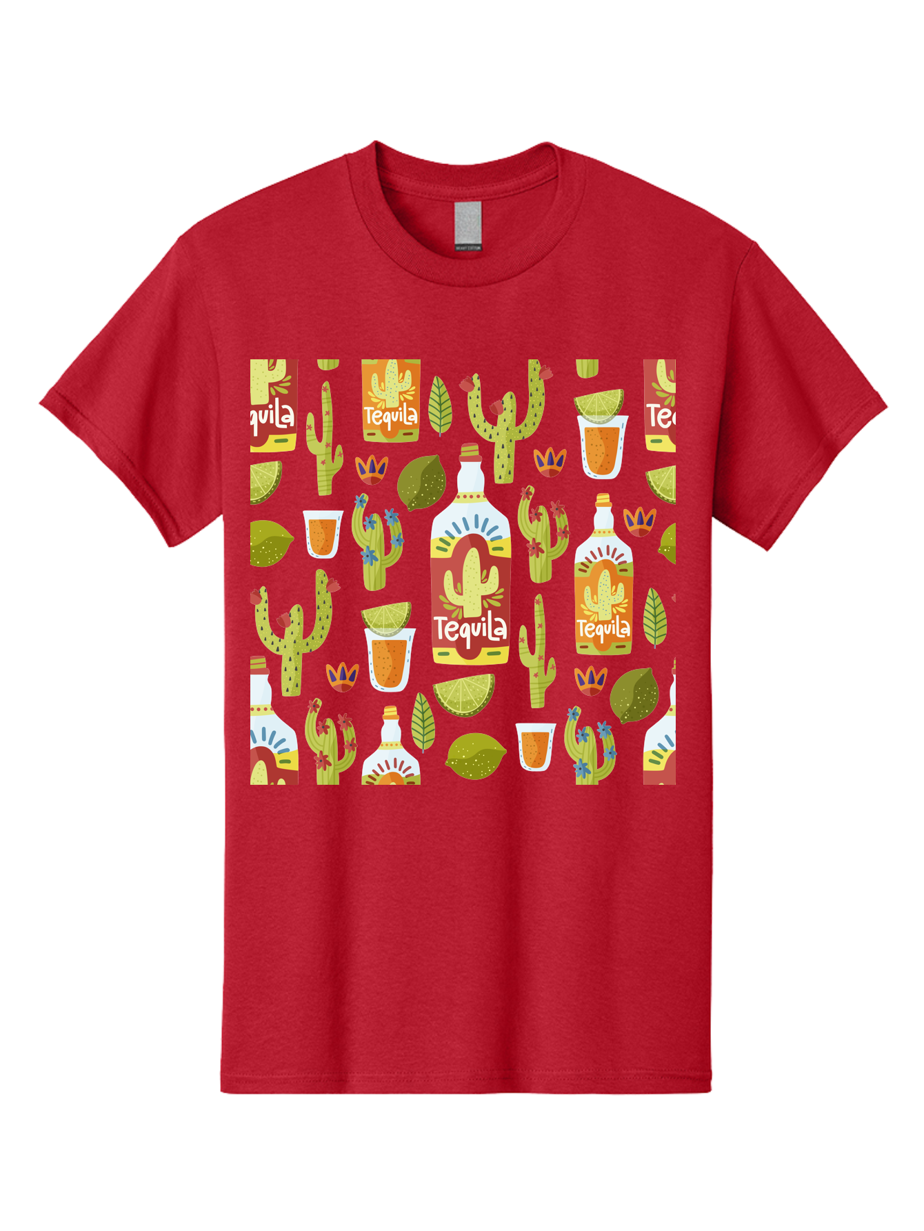 Tequila Men'S Graphic Tee, 100% Cotton, Comfortable Casual Summer Wear, Machine Washable, Tequila Bottles, Cacti Plants, Citrus Fruits, Margarita Glasses, Mexican Drinks, Festive Patterns, Vibrant Designs, Party Themes, -  Aaa304 13