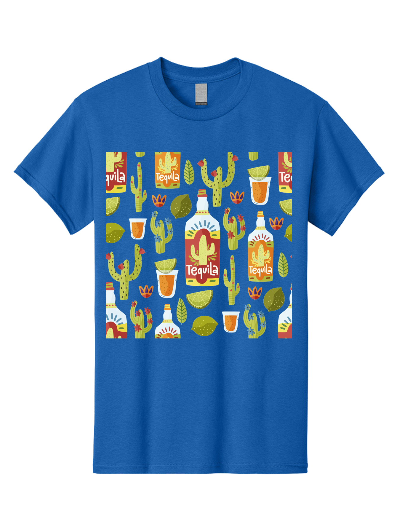 Tequila Men'S Graphic Tee, 100% Cotton, Comfortable Casual Summer Wear, Machine Washable, Tequila Bottles, Cacti Plants, Citrus Fruits, Margarita Glasses, Mexican Drinks, Festive Patterns, Vibrant Designs, Party Themes, -  Aaa304 11