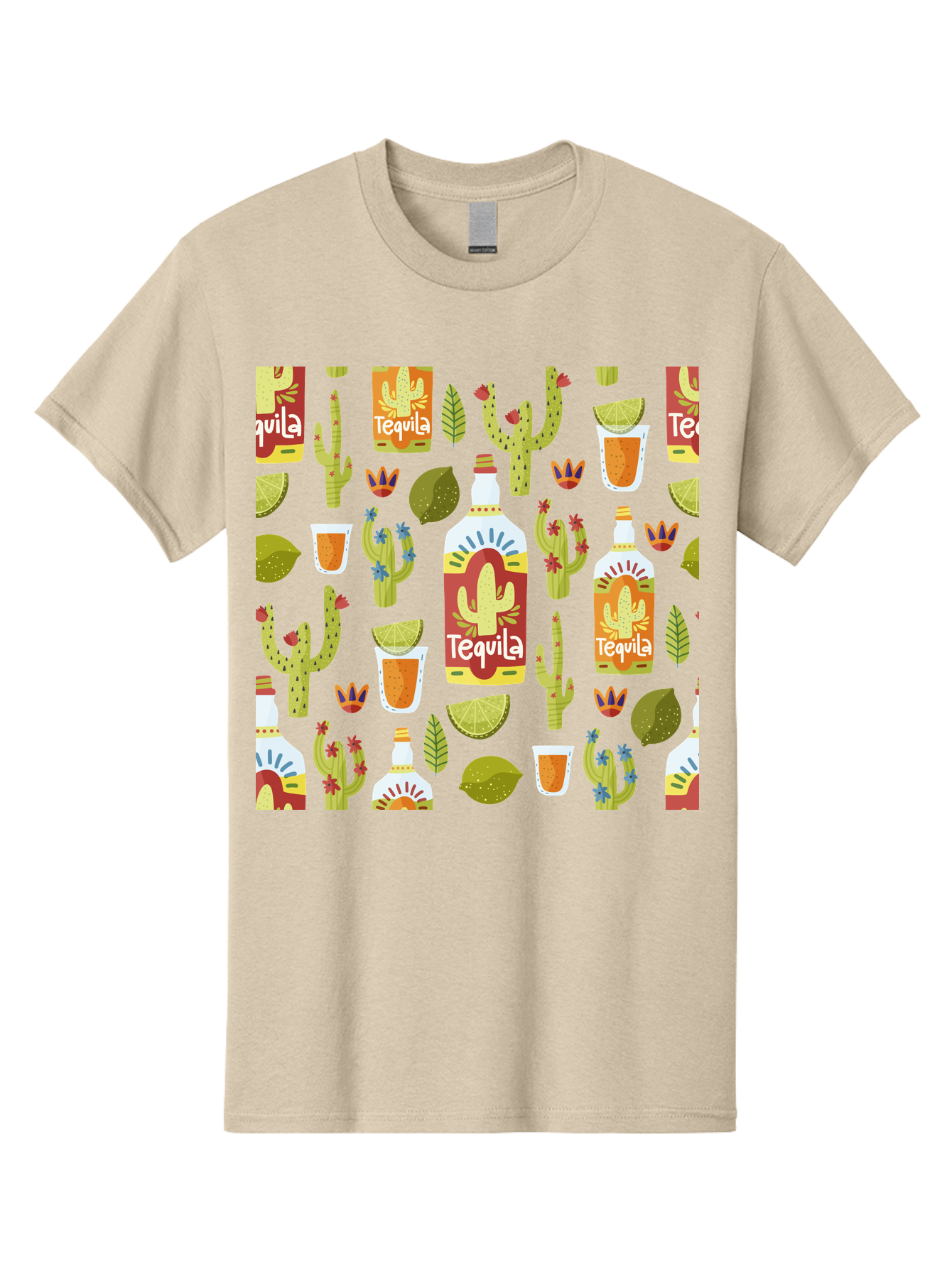 Tequila Men'S Graphic Tee, 100% Cotton, Comfortable Casual Summer Wear, Machine Washable, Tequila Bottles, Cacti Plants, Citrus Fruits, Margarita Glasses, Mexican Drinks, Festive Patterns, Vibrant Designs, Party Themes, -  Aaa304 7
